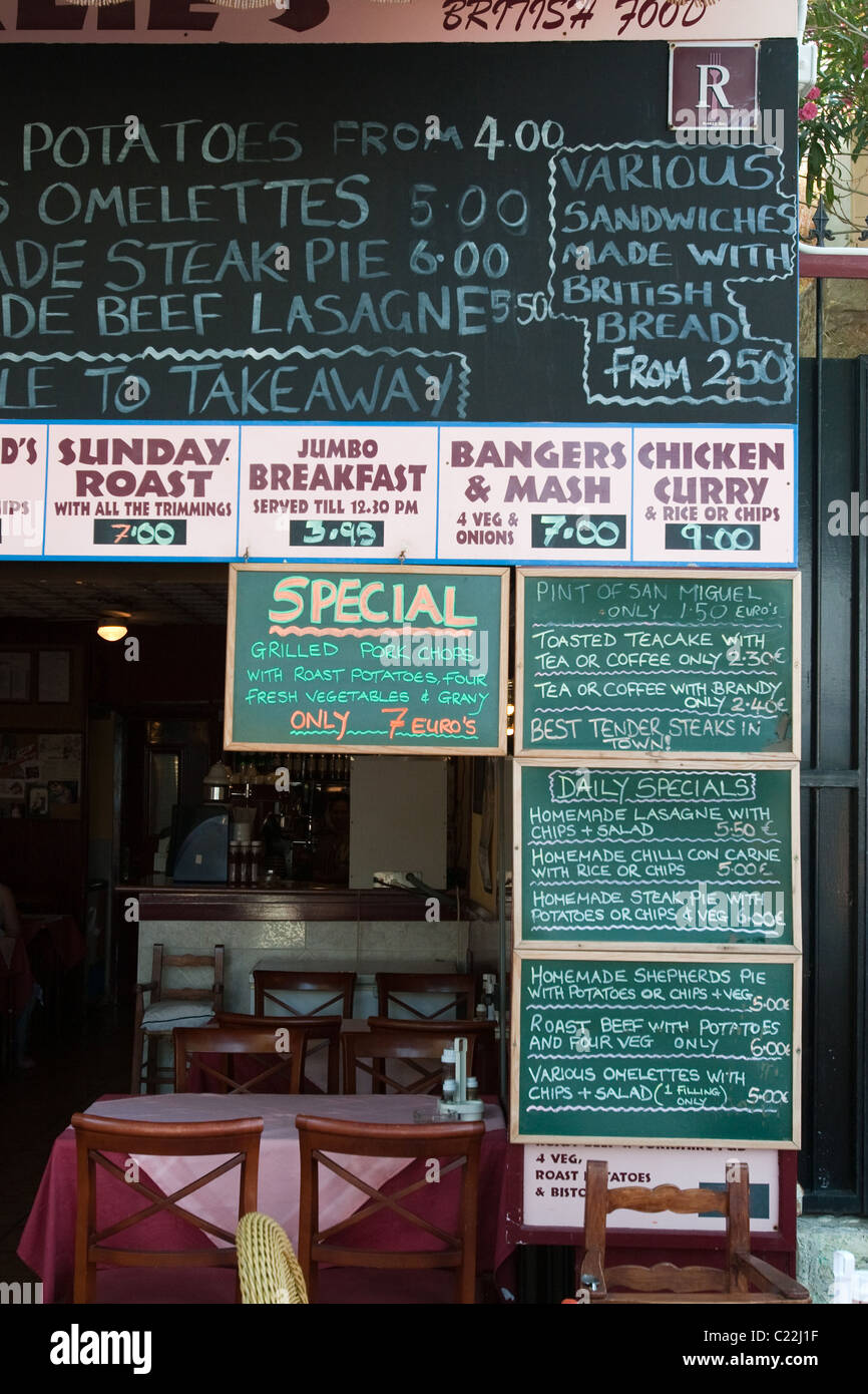 signboard menu english cafeteria bar full English breakfast economic