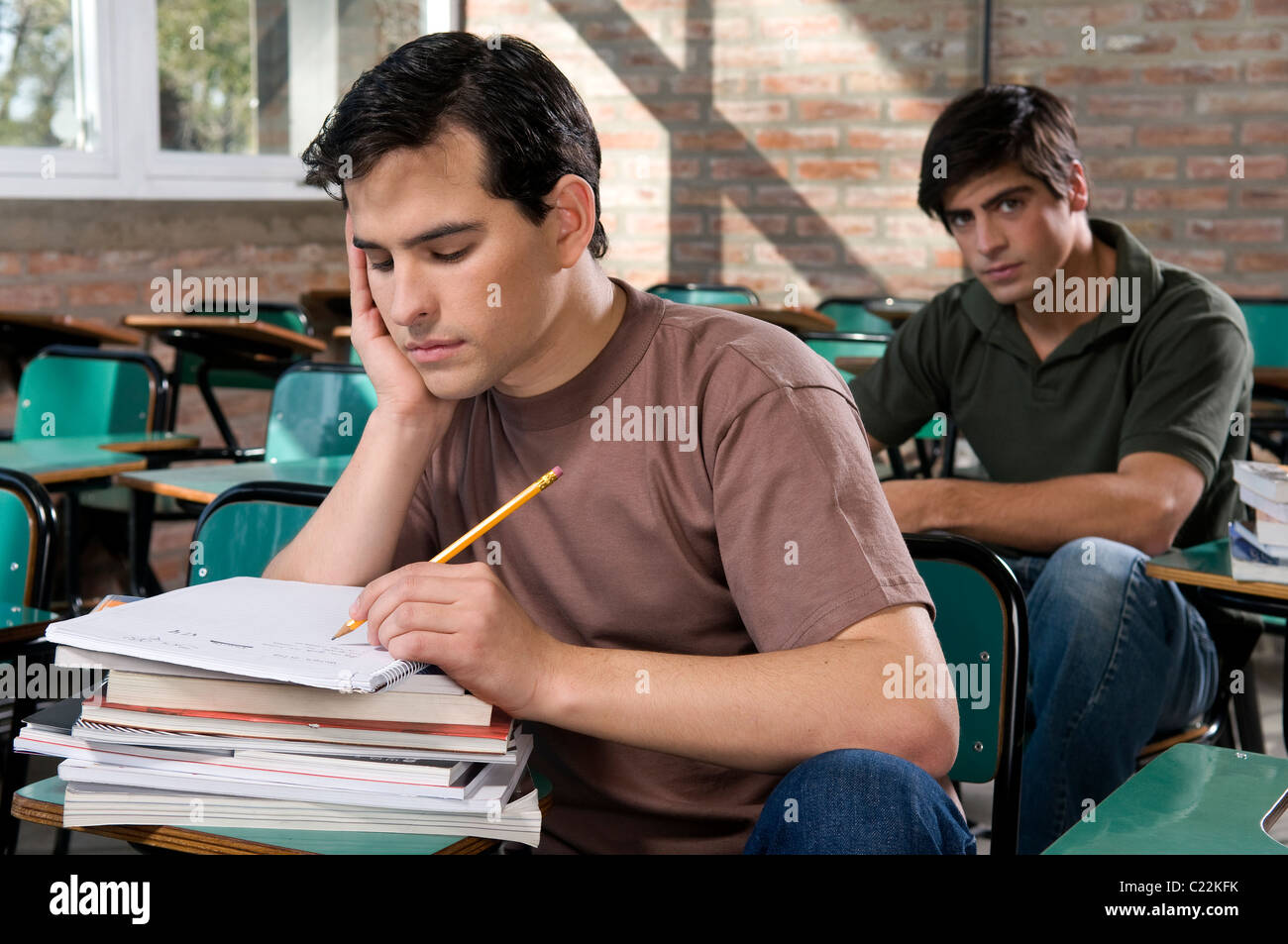students, looking, at, the, camera, university, examination, to take, take examination, post, primary, secondary, high, school. Stock Photo