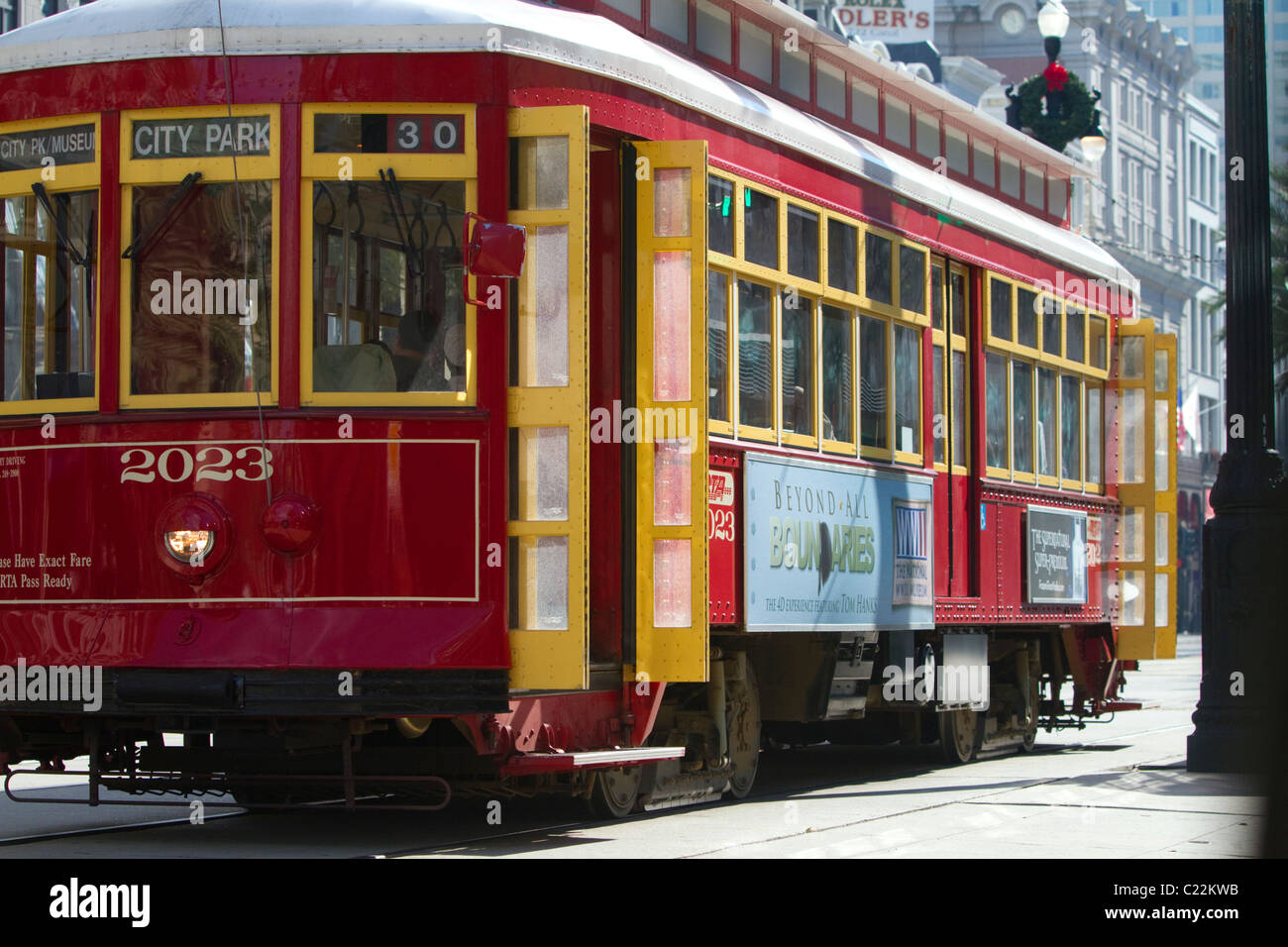 Streetcar on Canal Street in New Orleans, Louisiana, USA. Stock Photo