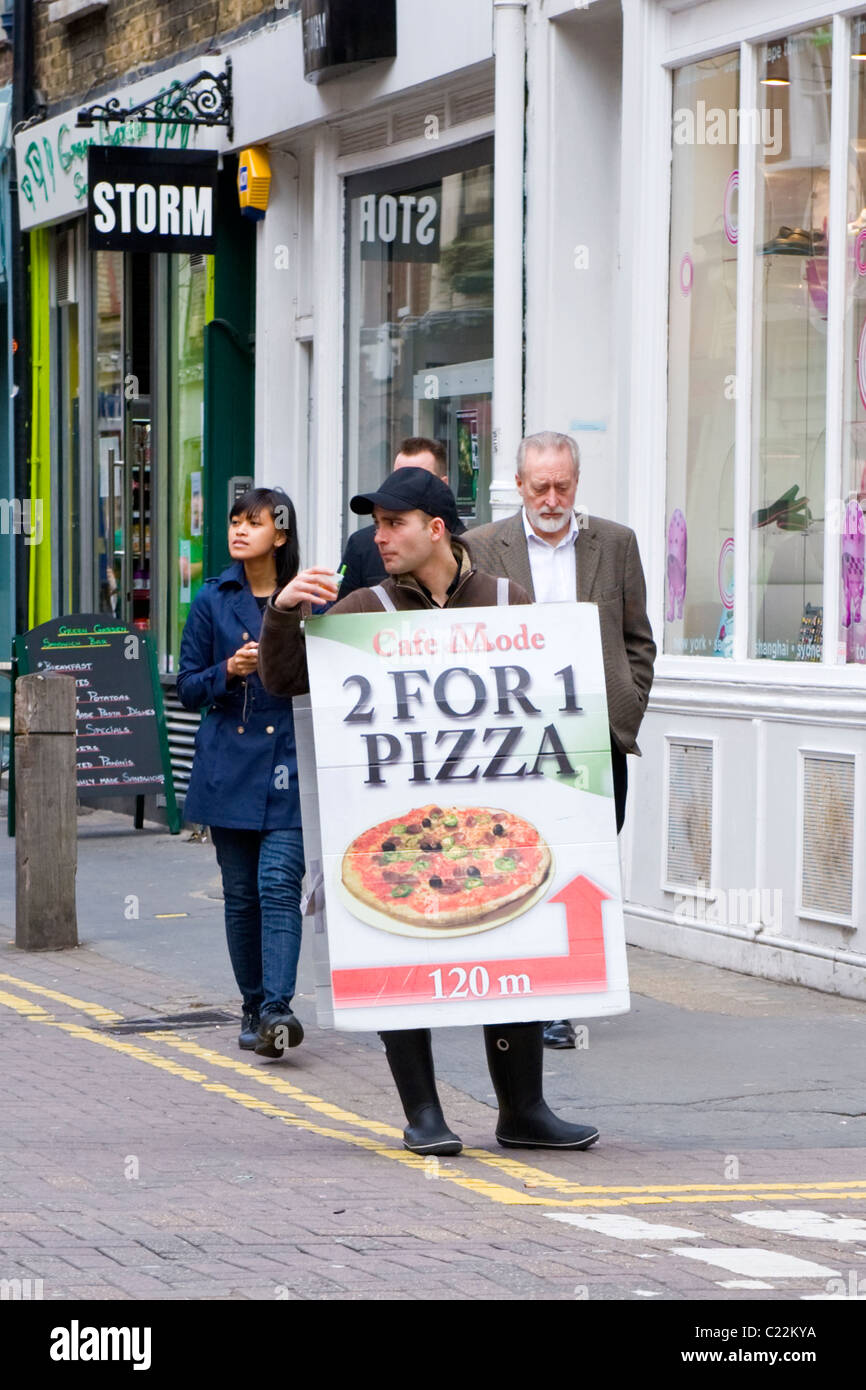 Covent Garden , sandwich board man , in baseball cap , Cafe Mode , 2