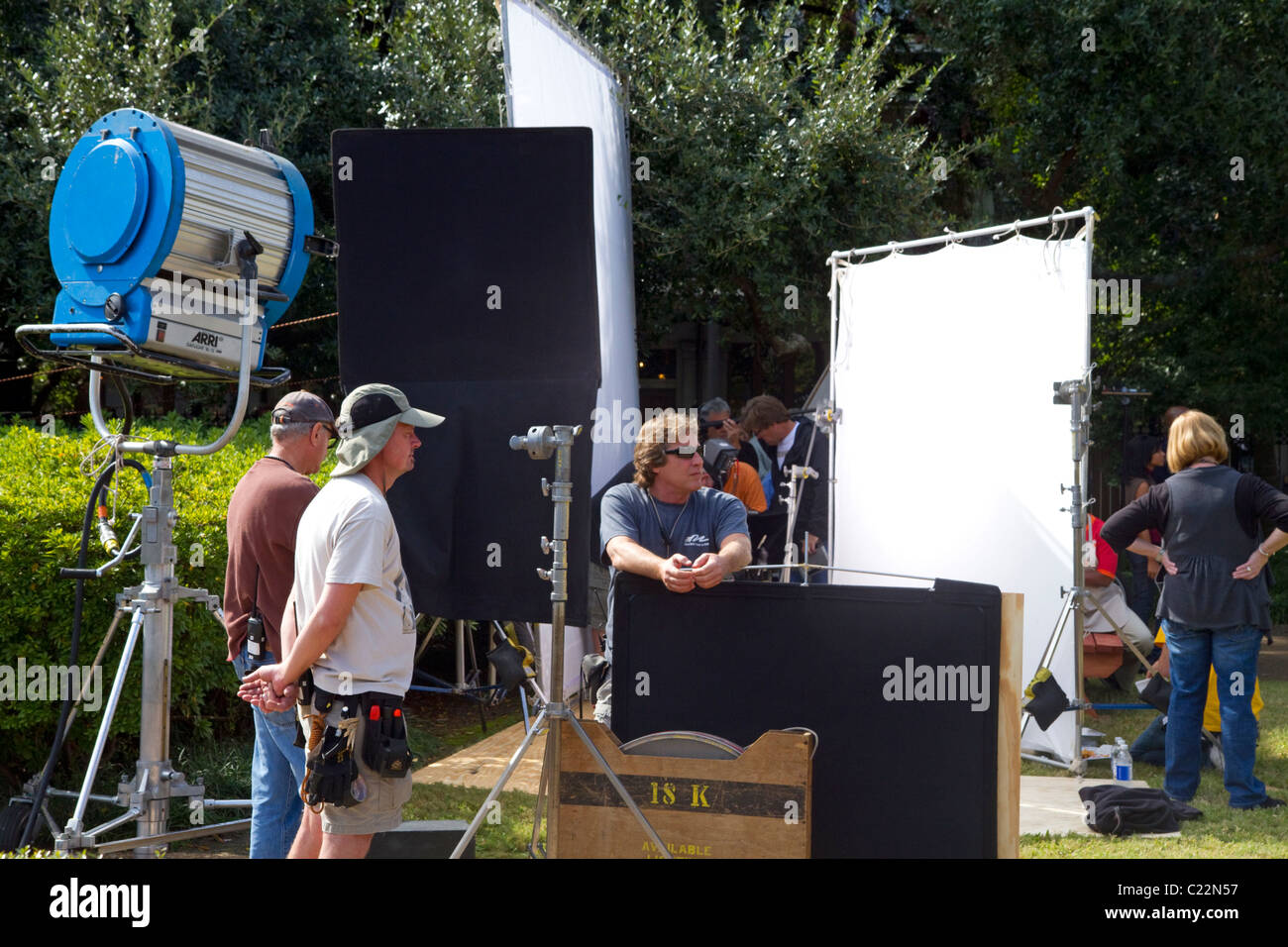 Set of a movie being filmed in New Orleans, Louisiana, USA. Stock Photo