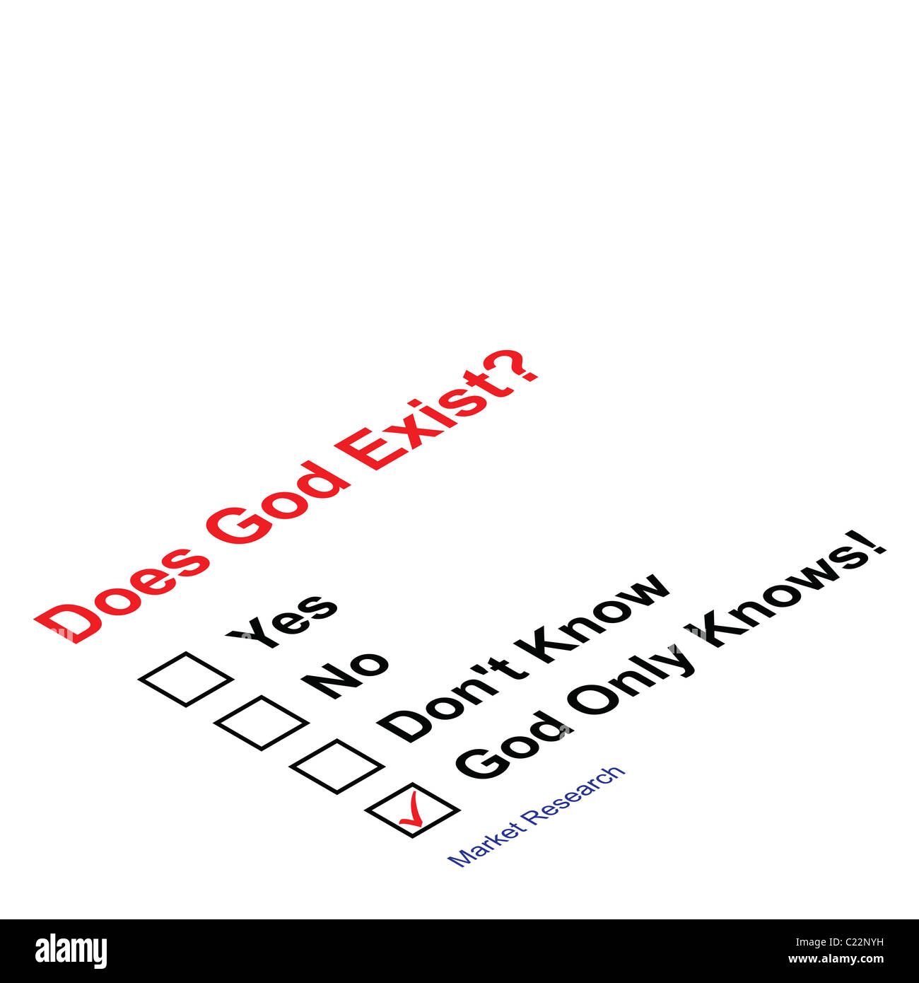 Market research asking does God exist questionnaire Stock Photo