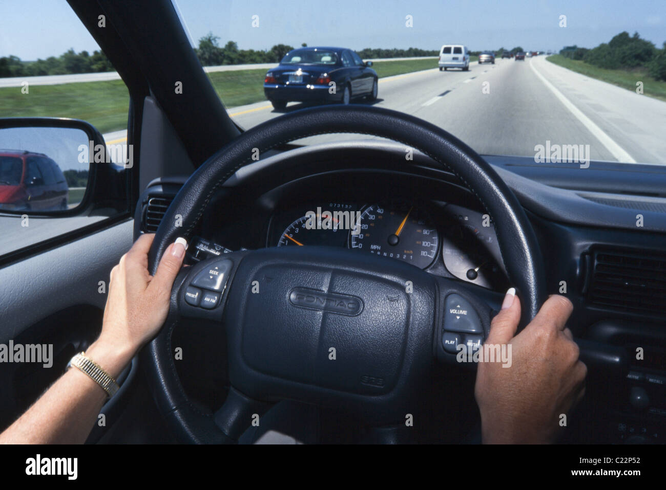 Driving on expressway from inside car Stock Photo Alamy