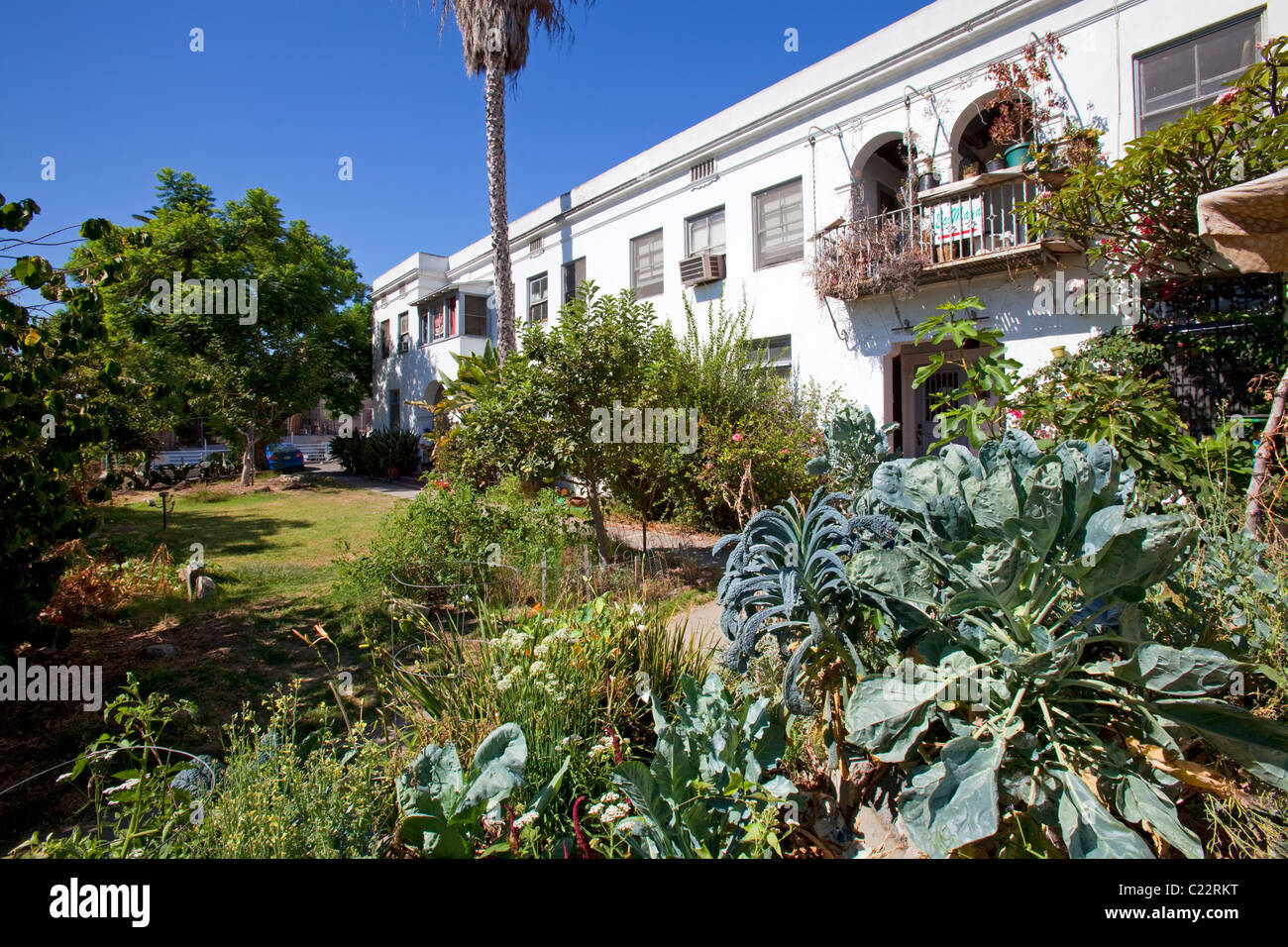 Founded in 1993, LA Eco-Village demonstrates the processes for creating a healthy neighborhood ecologically, Stock Photo