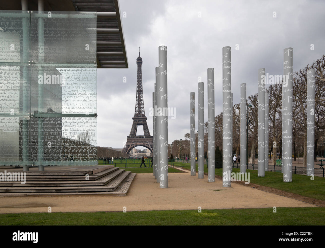 Peace memorial at the Eiffel Tower; Paris, France, Europe. Charles Lupica Stock Photo