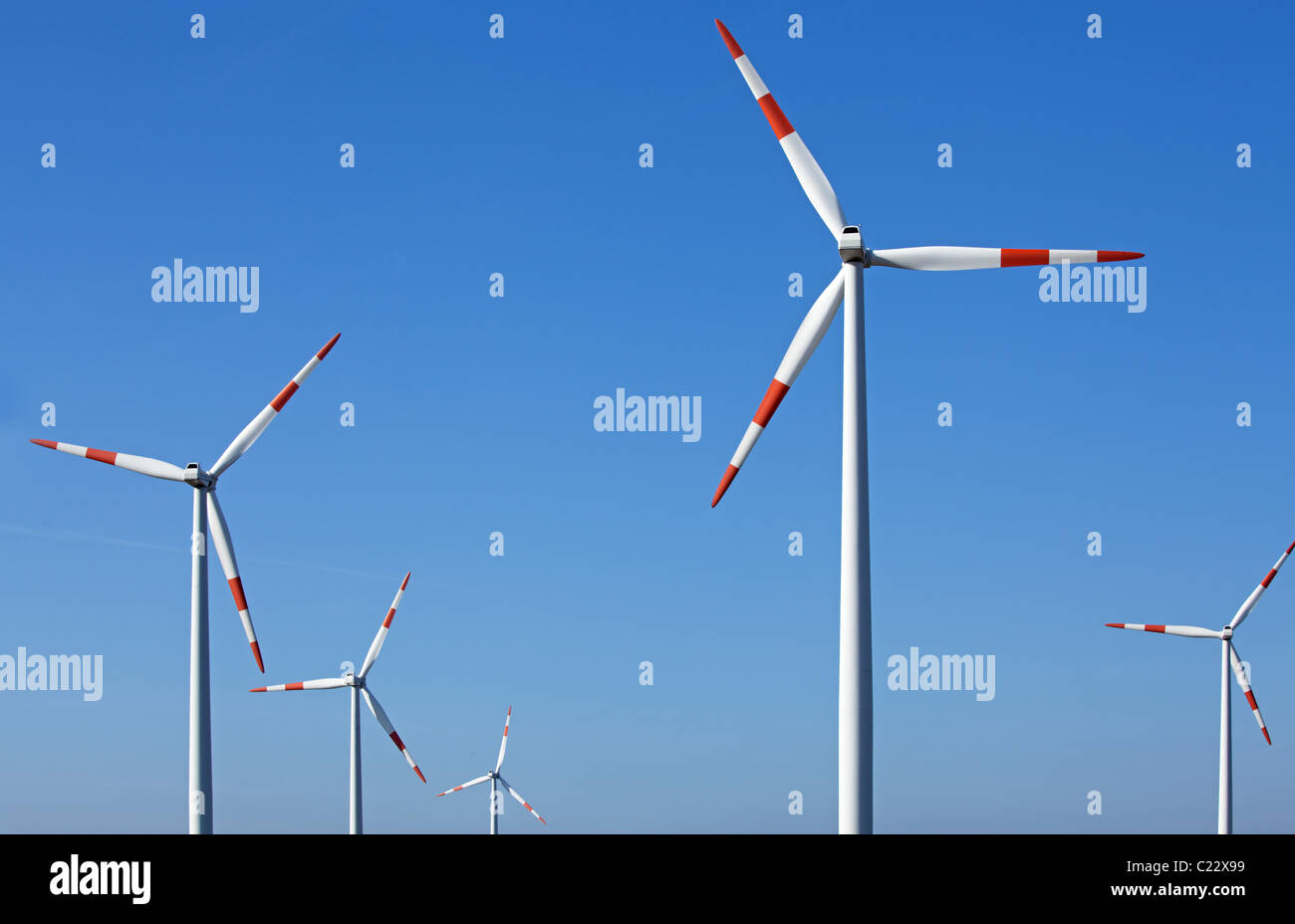 wind powered plants near Suedergellersen, Lower Saxony, Germany Stock Photo