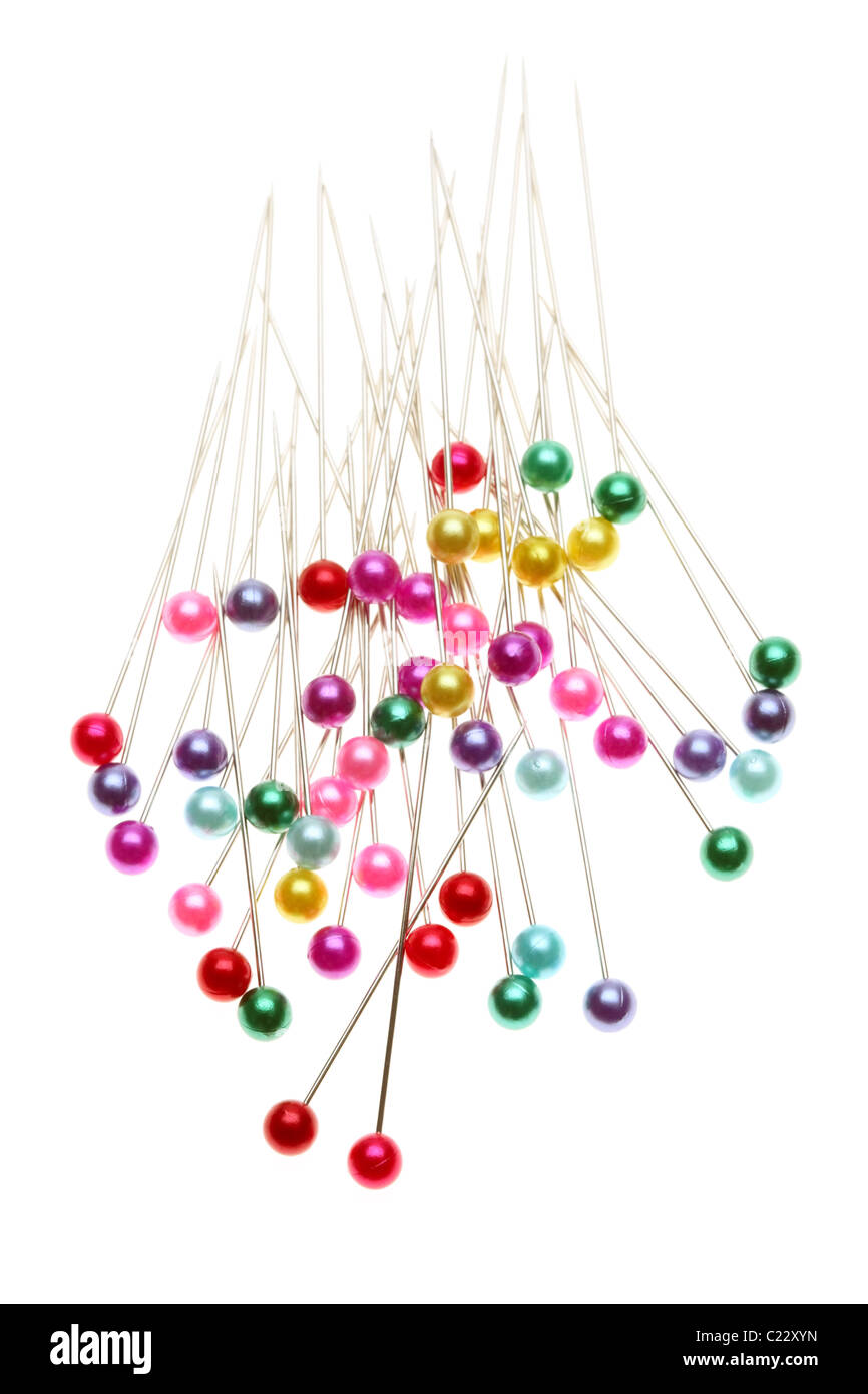 Colorful pins isolated on white background Stock Photo - Alamy