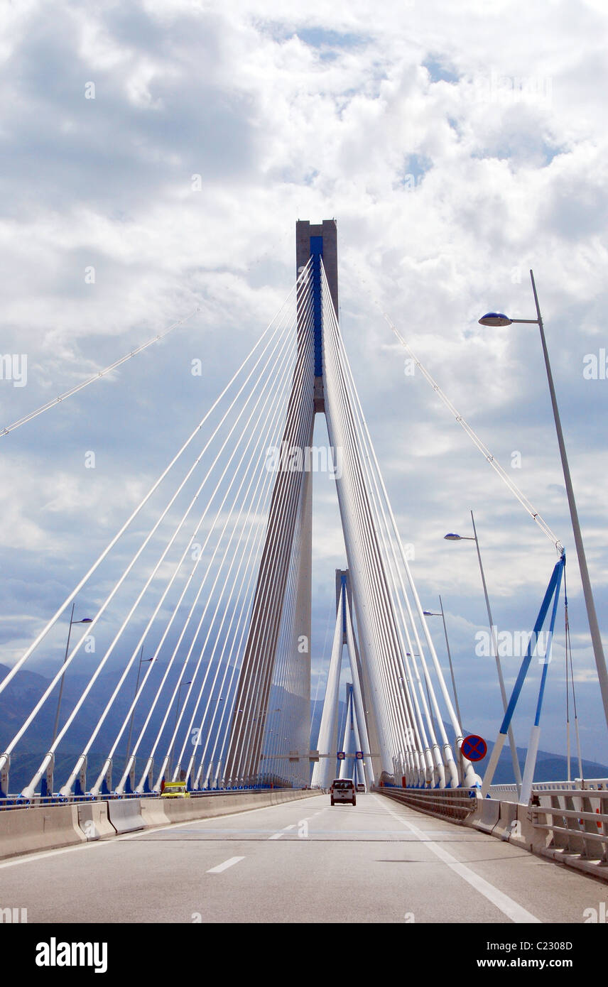 The Rion-Antirion bridge across the Gulf of Corinth near Patras, Greece