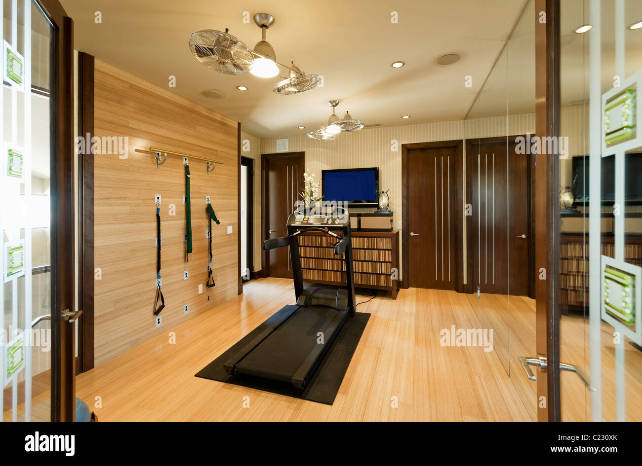Interior With Gym Equipment And Wooden Floor Stock Photo 35716651