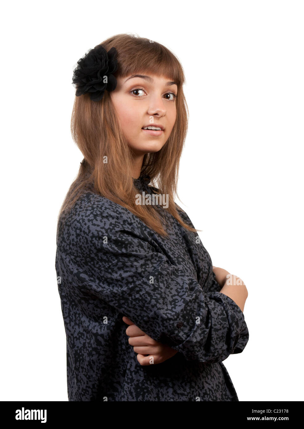 portrait of a young beautiful girl isolated on white background Stock ...