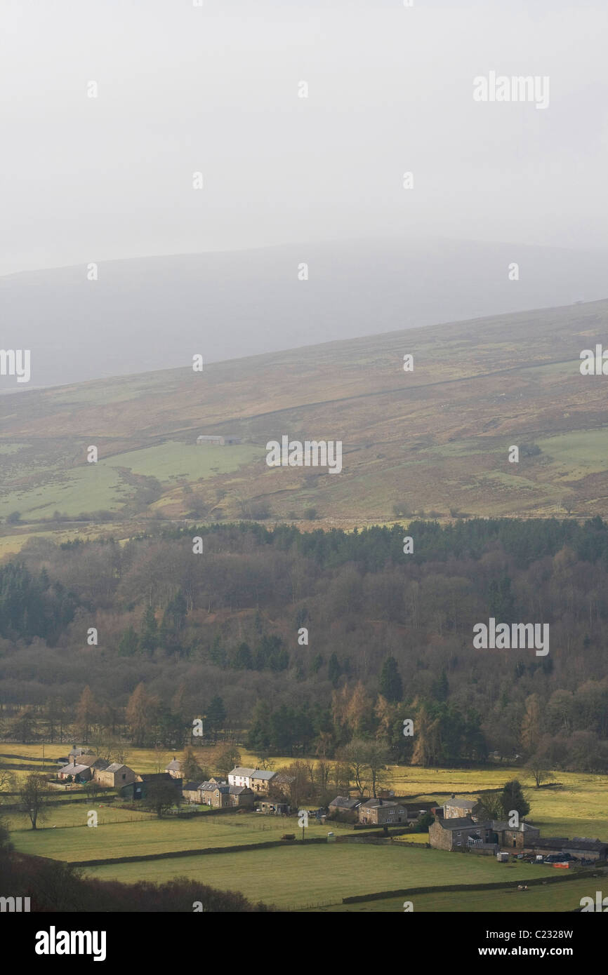 View of the North Pennine hamlet of Eals in Northumberland Stock Photo