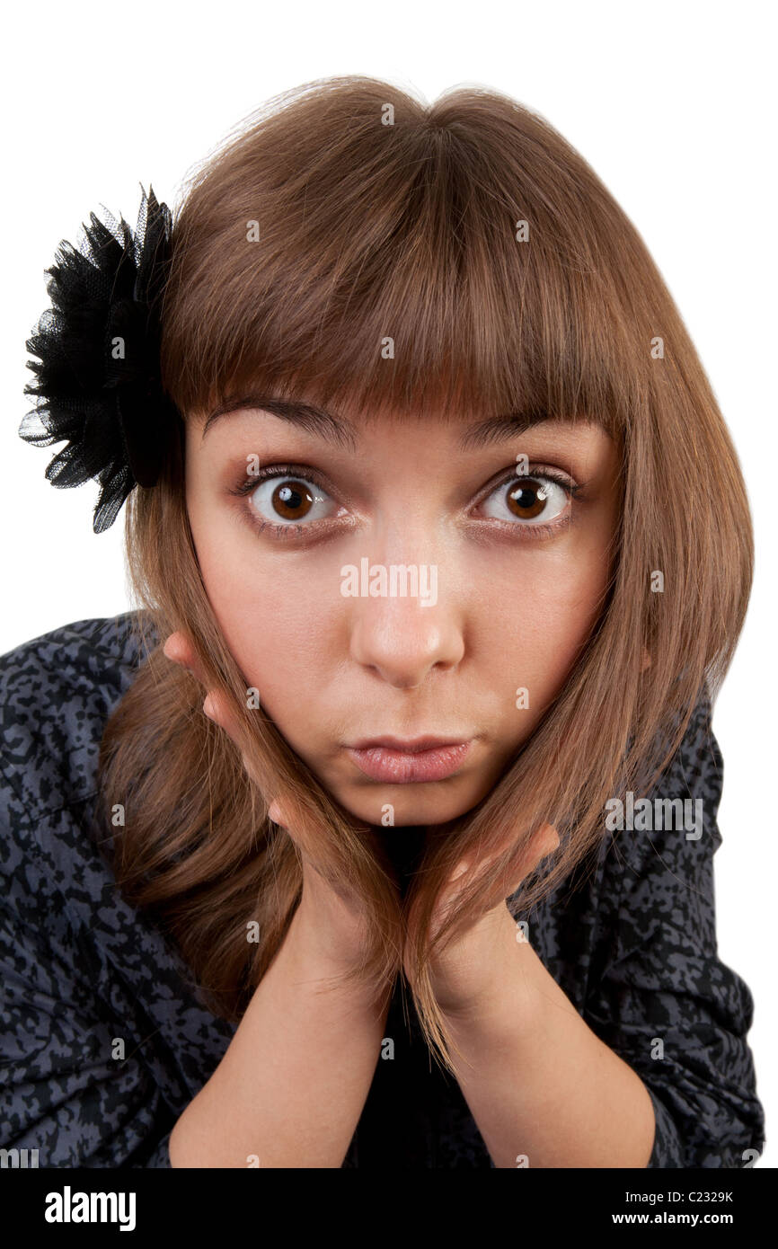portrait of a young beautiful girl isolated on white background Stock ...