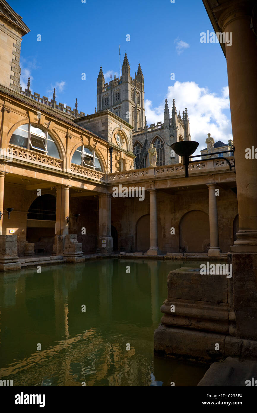 The Roman Baths and Bath Abbey, Bath, Somerset, England Stock Photo - Alamy