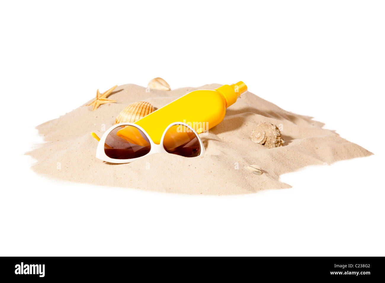 beach concept with sunglasses and tan Stock Photo