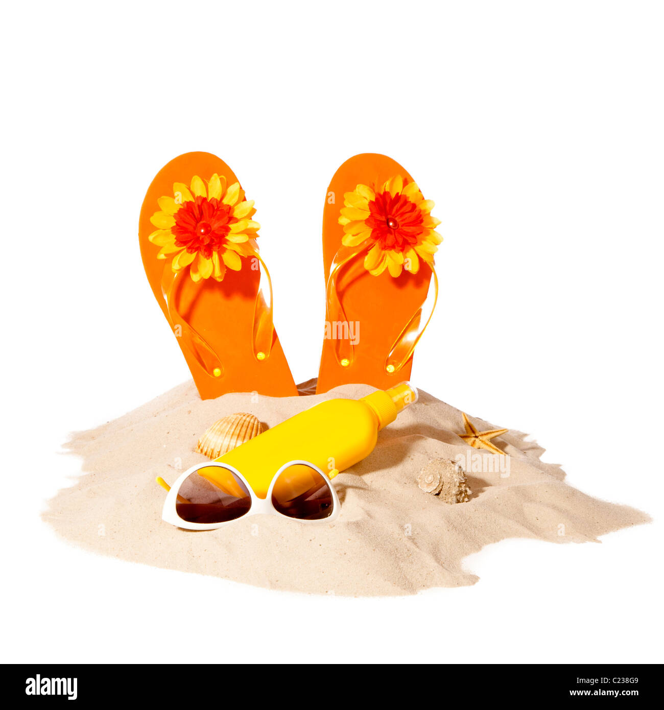 beach concept with flip flops Stock Photo - Alamy