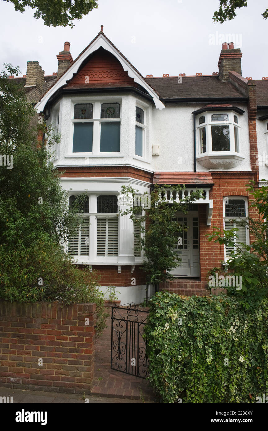 Terraced house with open front gate Stock Photo Alamy