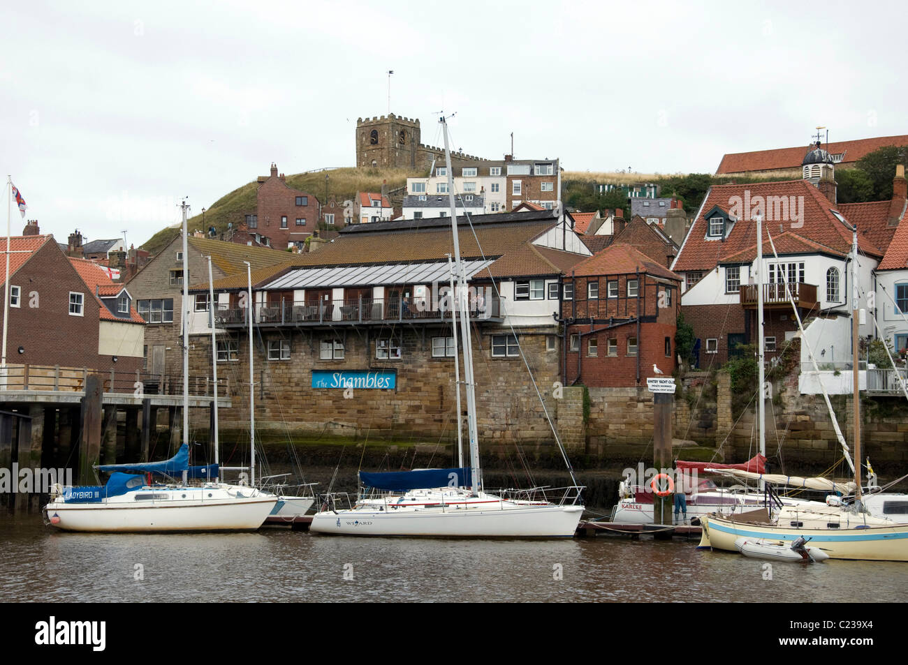 Boats in the harbour at Whitby, North Yorkshire, England Stock Photo ...