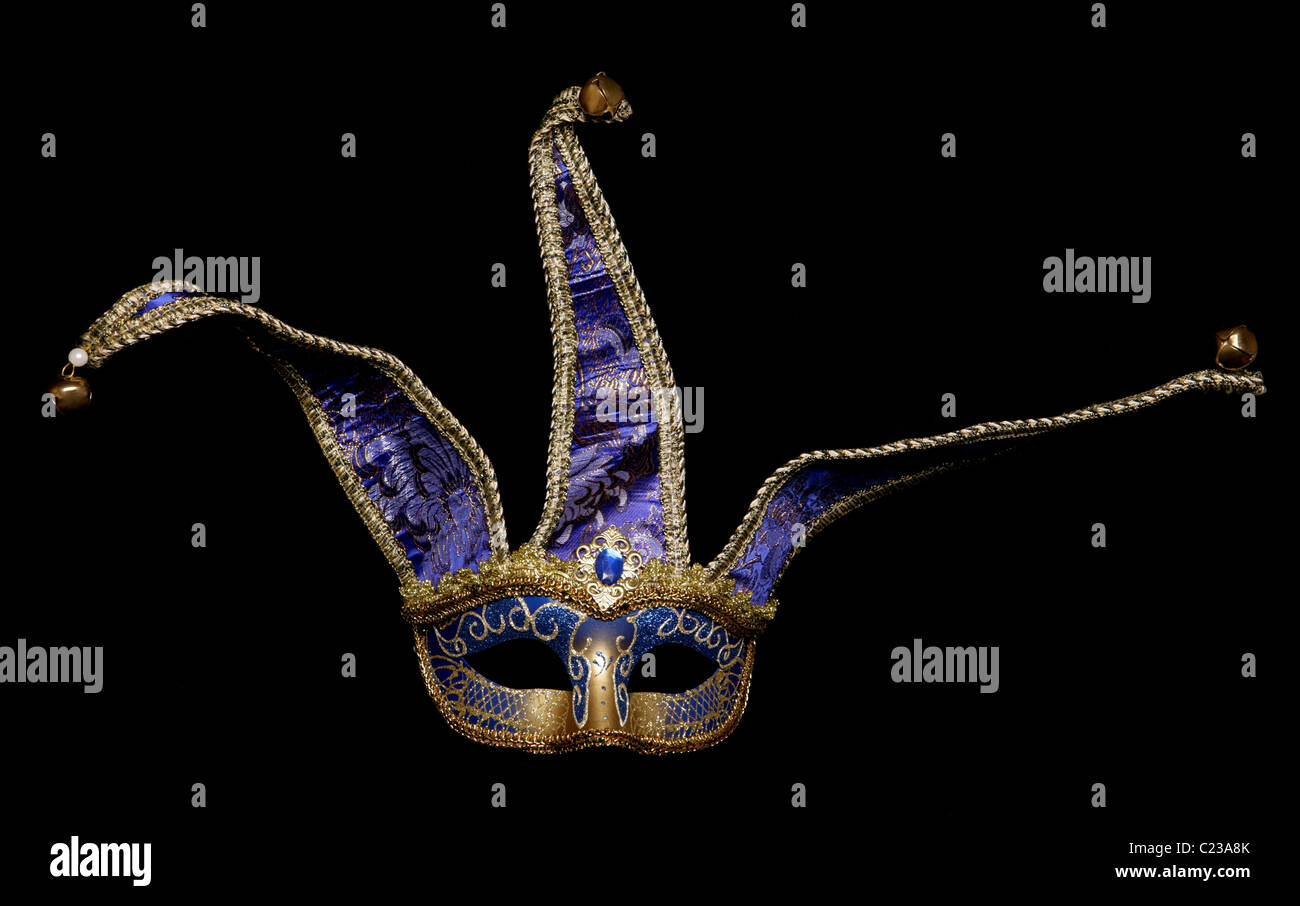 Jester Masquerade mask isolated on black Stock Photo Alamy