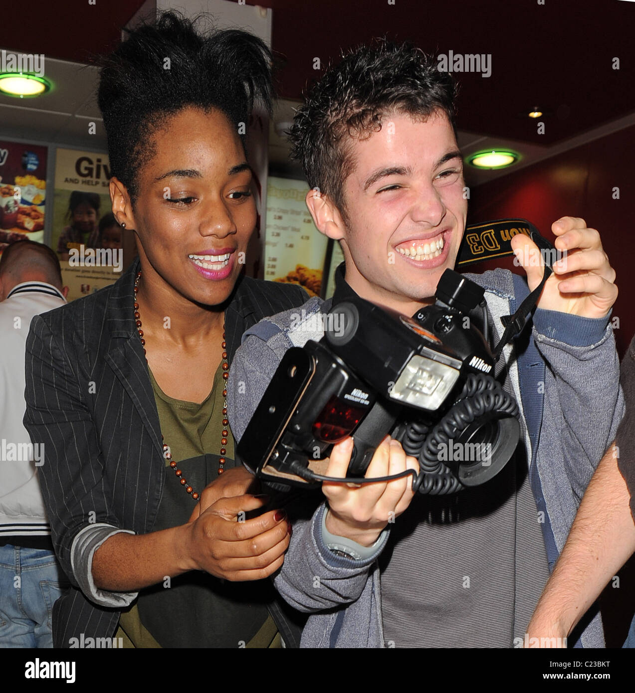 X Factor finalists Rachel Adedji and Jospeh McElderry out and about near The X Factor House. The pair enjoyed a visit to Stock Photo