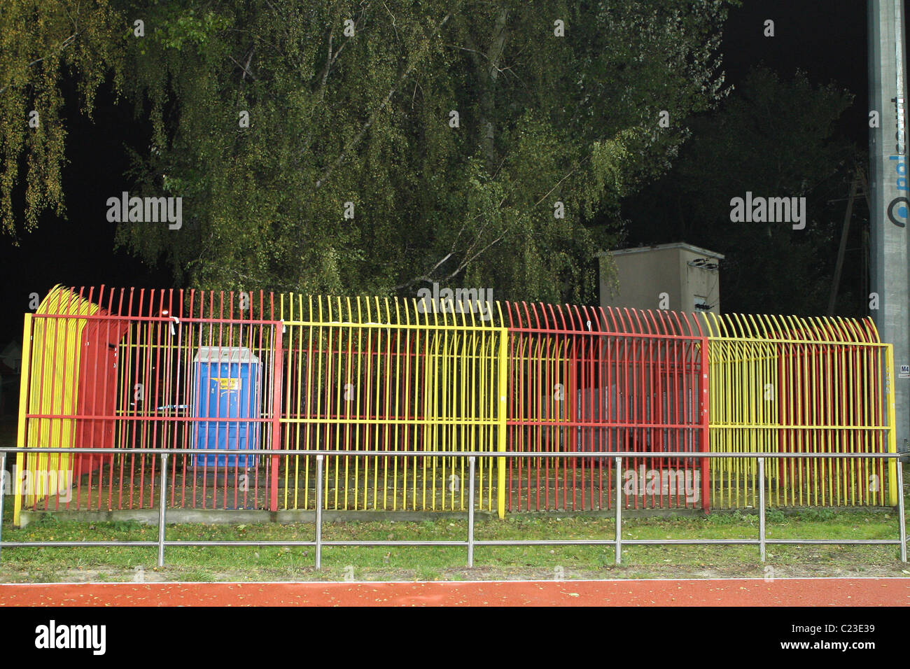 The away fans enclosure at Miejski Klub Sportowy Znicz Pruszkow in Poland Pruszkow, Poland - October 2009  **Not available for Stock Photo