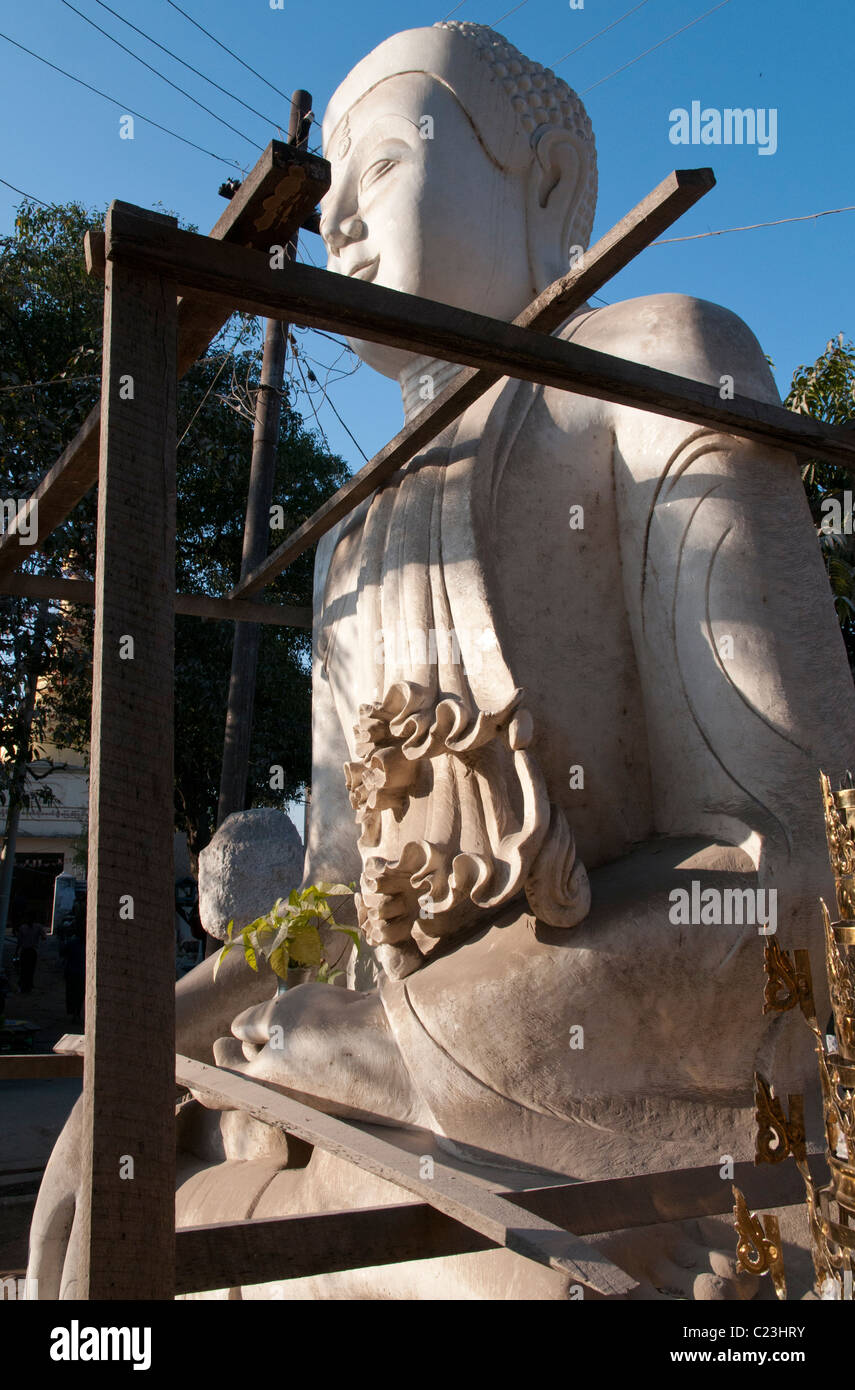 Large marble Budha sculpture. Mahamuni pagoda. Mandalay. Myanmar Stock Photo
