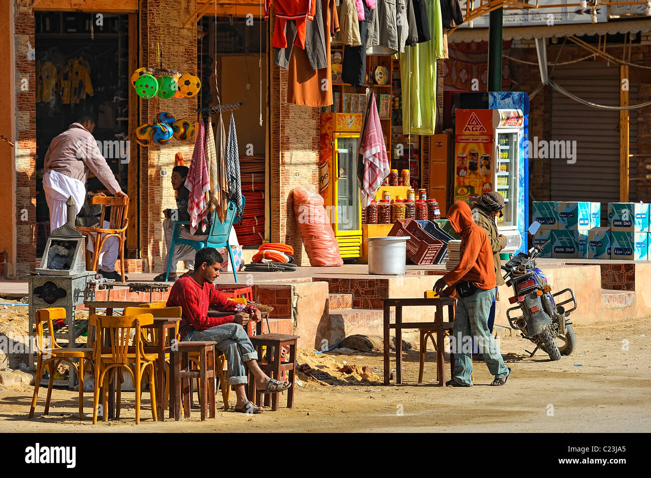 Street life in the town of Siwa, western desert, Egypt Stock Photo