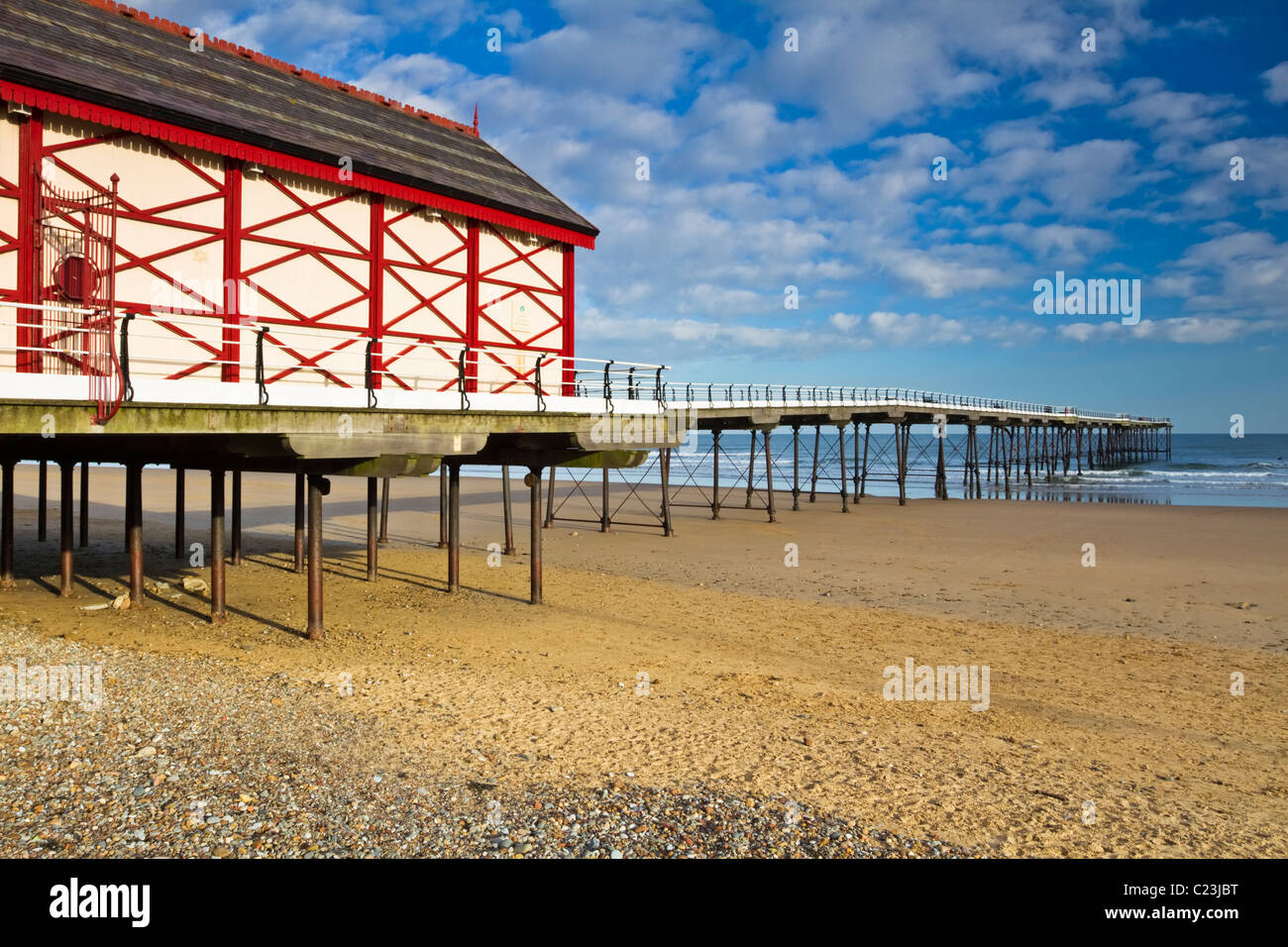 Saltburn Pier, a Victorian pier and the most northerly surving in Britain, Saltburn by the Sea, North Yorkshire, England Stock Photo