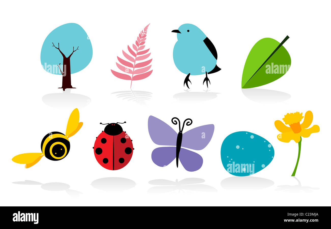 Spring Summer Design Elements Set Stock Photo - Alamy