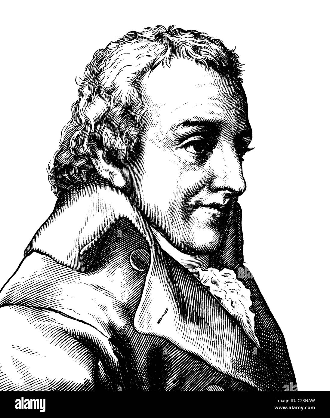 Digital improved image of Johann Gottlieb Fichte, 1762 - 1814, German educator and philosopher, portrait, historical illustratio Stock Photo