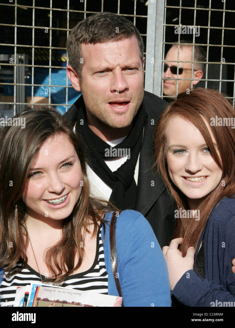 X Factor Presenter - Dermot O’Leary with fans outside the Fountain