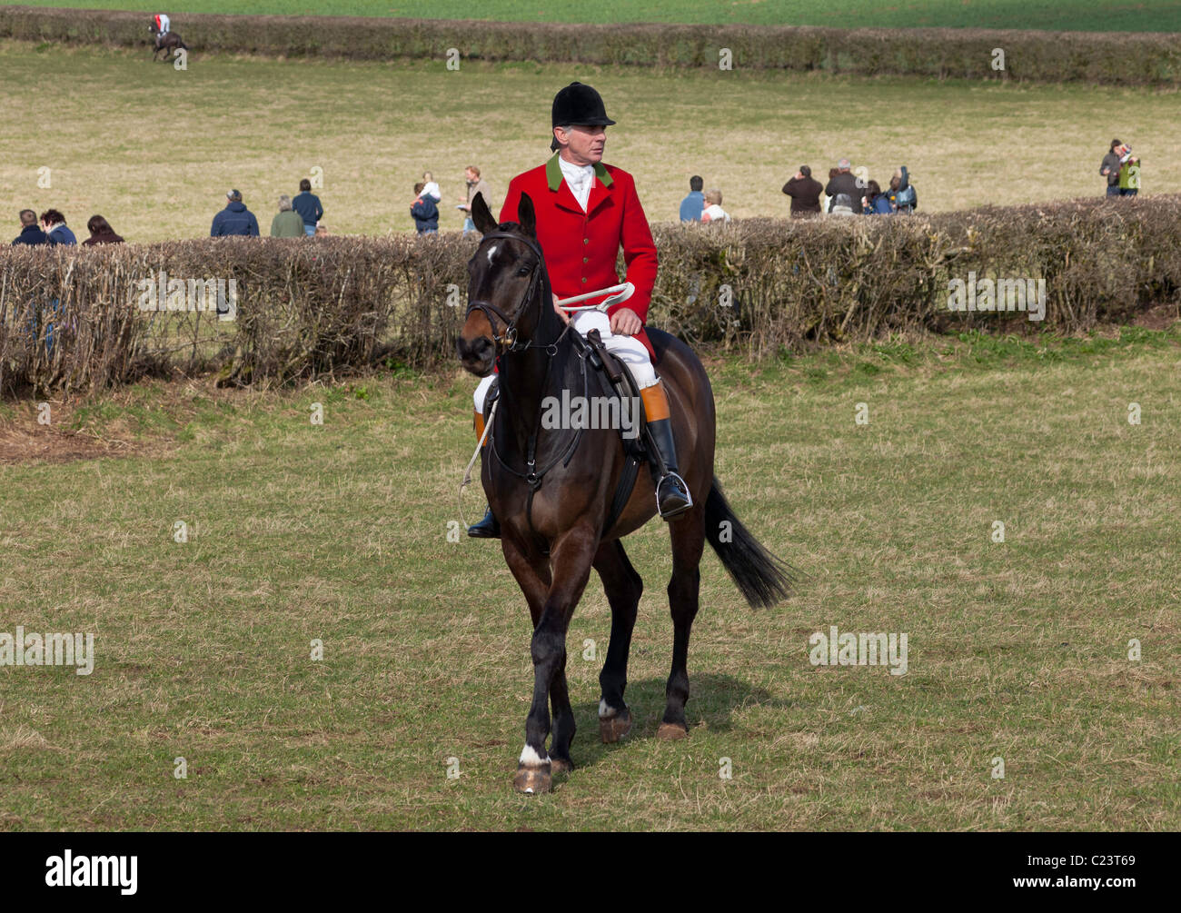 HUNT MASTER AT POINT TO POINT RACES At HOWICK CHEPSTOW MONMOUTHSHIRE WALES UK Stock Photo