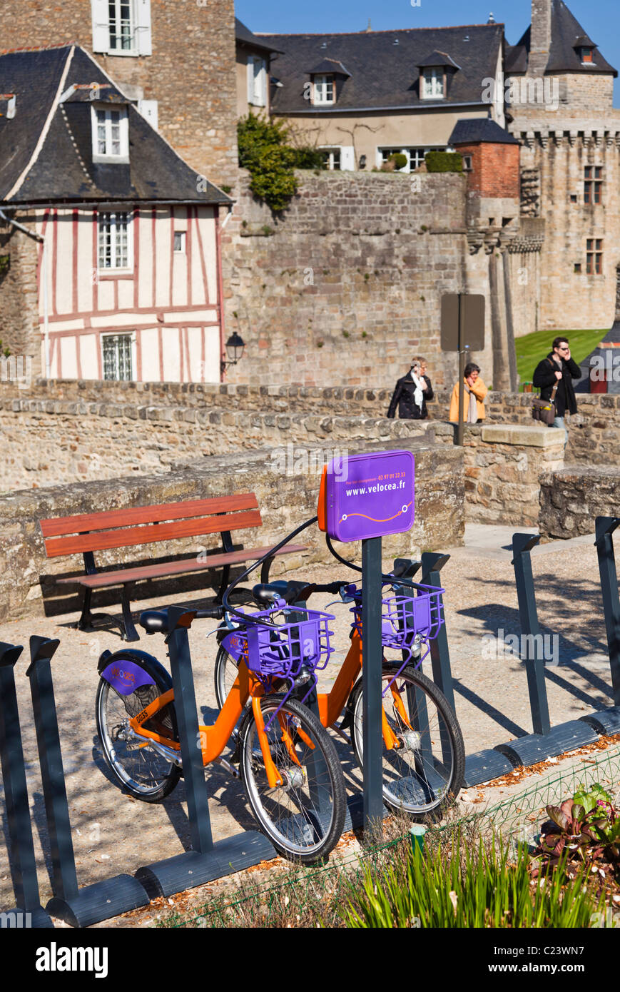 Velocea bicycle rental station Vannes, Morbihan, Brittany, France