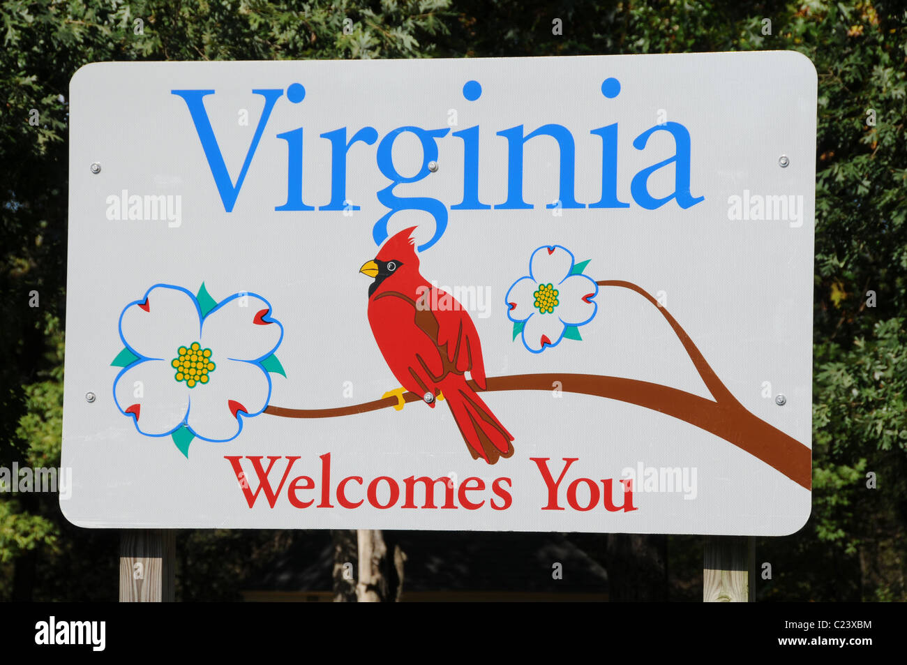 Virgina Welcomes You Sign at the Fairfax Virginia Interstate 66 Rest Area Stock Photo
