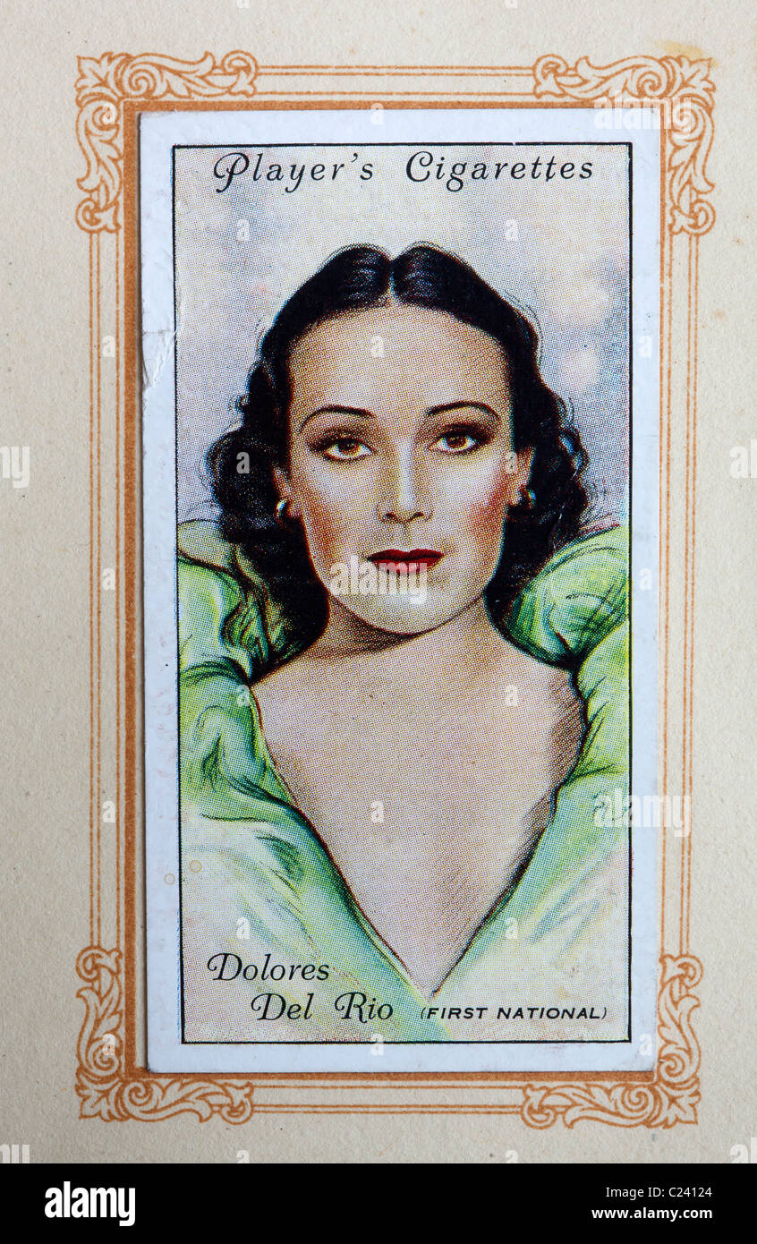 Vintage Players Cigarette Card of Dolores Del Rio Stock Photo