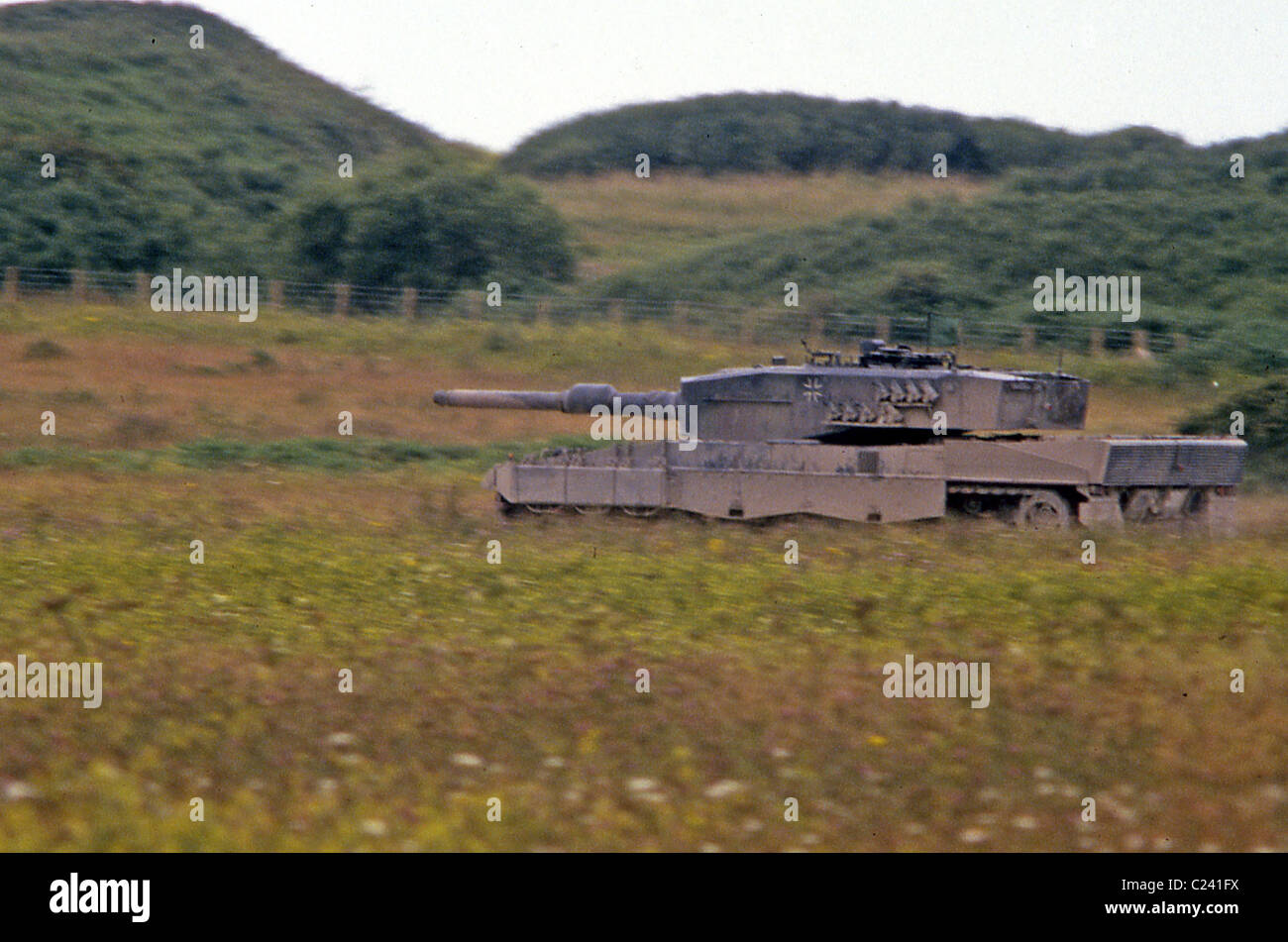 Leopard 2 German main battle tank on the rangers in west wales Stock Photo