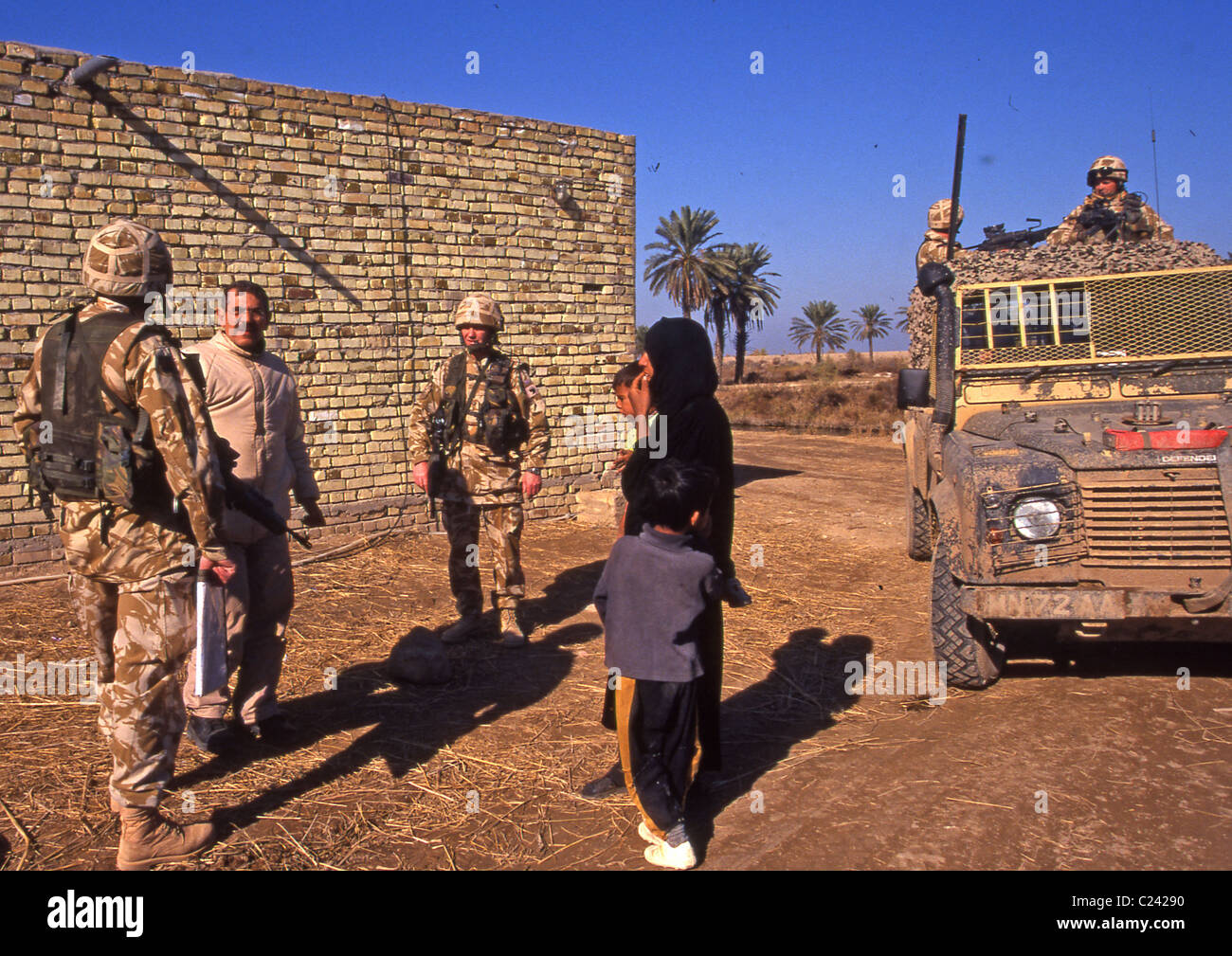 A joint patrol with the British army and the Iraq police force in Basra ...