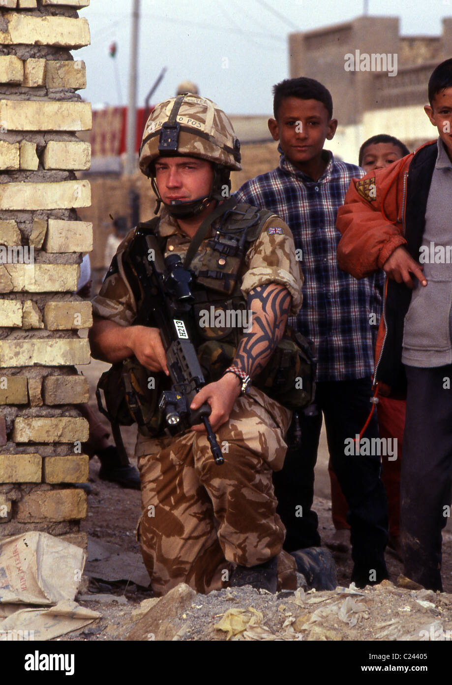 A joint patrol with the British army and the Iraq police force in Basra ...