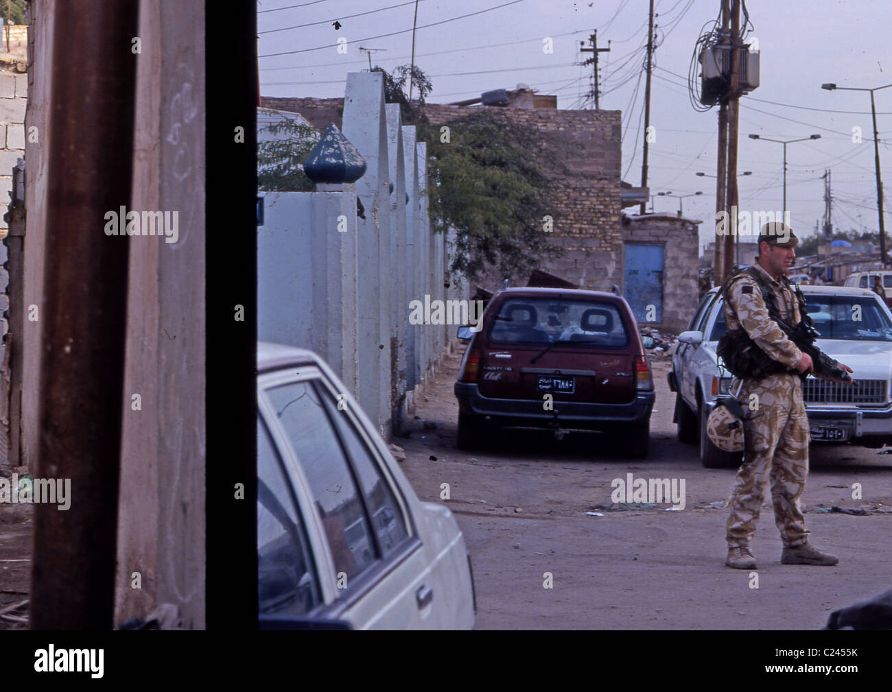 A joint patrol with the British army and the Iraq police force in Basra ...