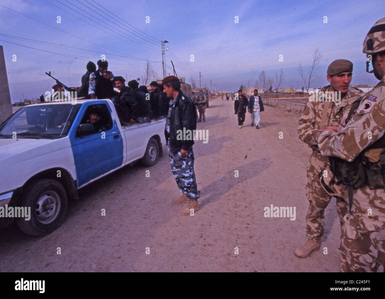 A joint patrol with the British army and the Iraq police force in Basra ...