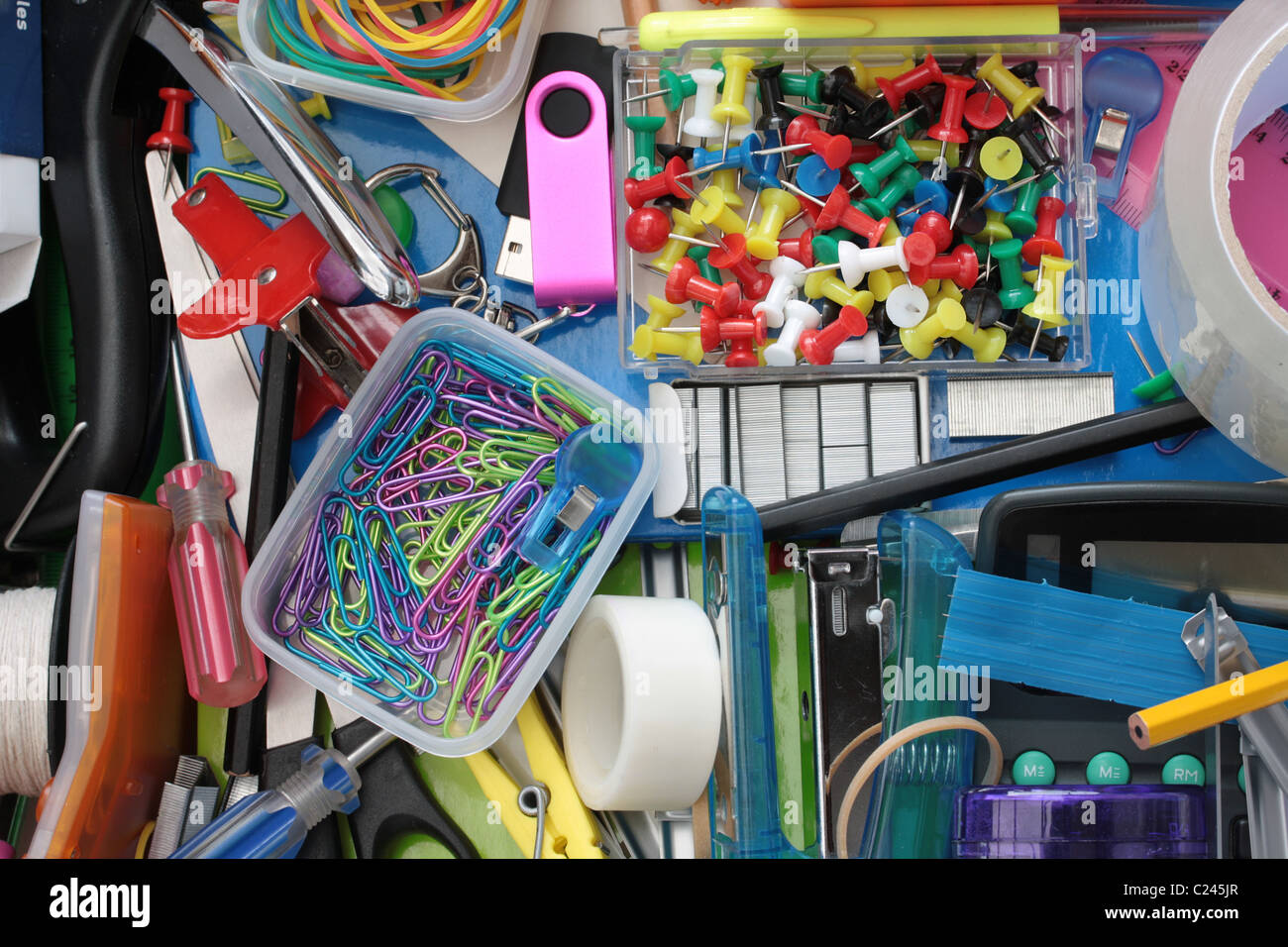 Secret Life of the Stationery Drawer Stock Photo