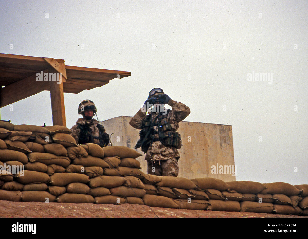 A joint patrol with the British army and the Iraq police force in Basra. Stock Photo