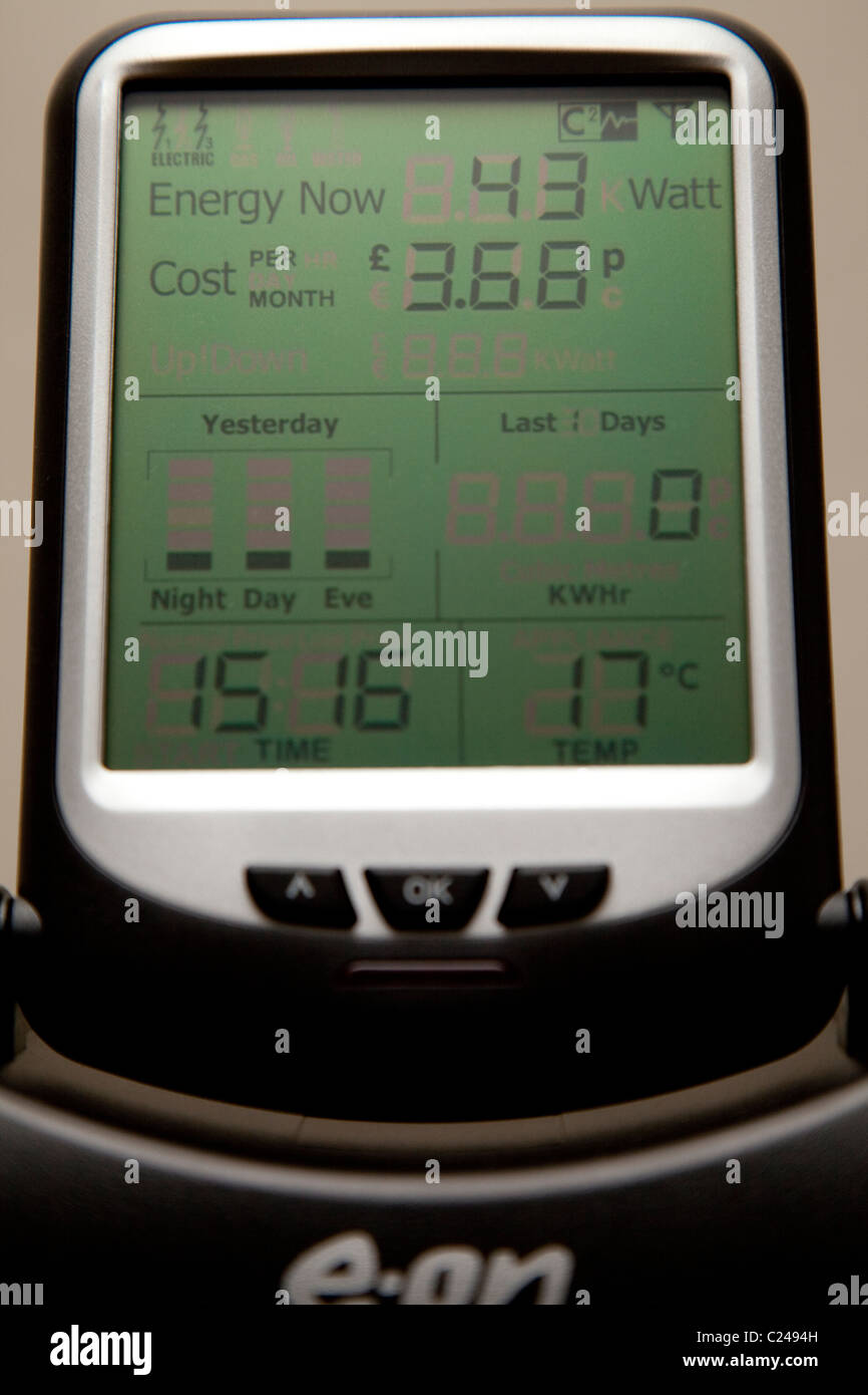 An EON electricity smart meter monitoring live consumption of