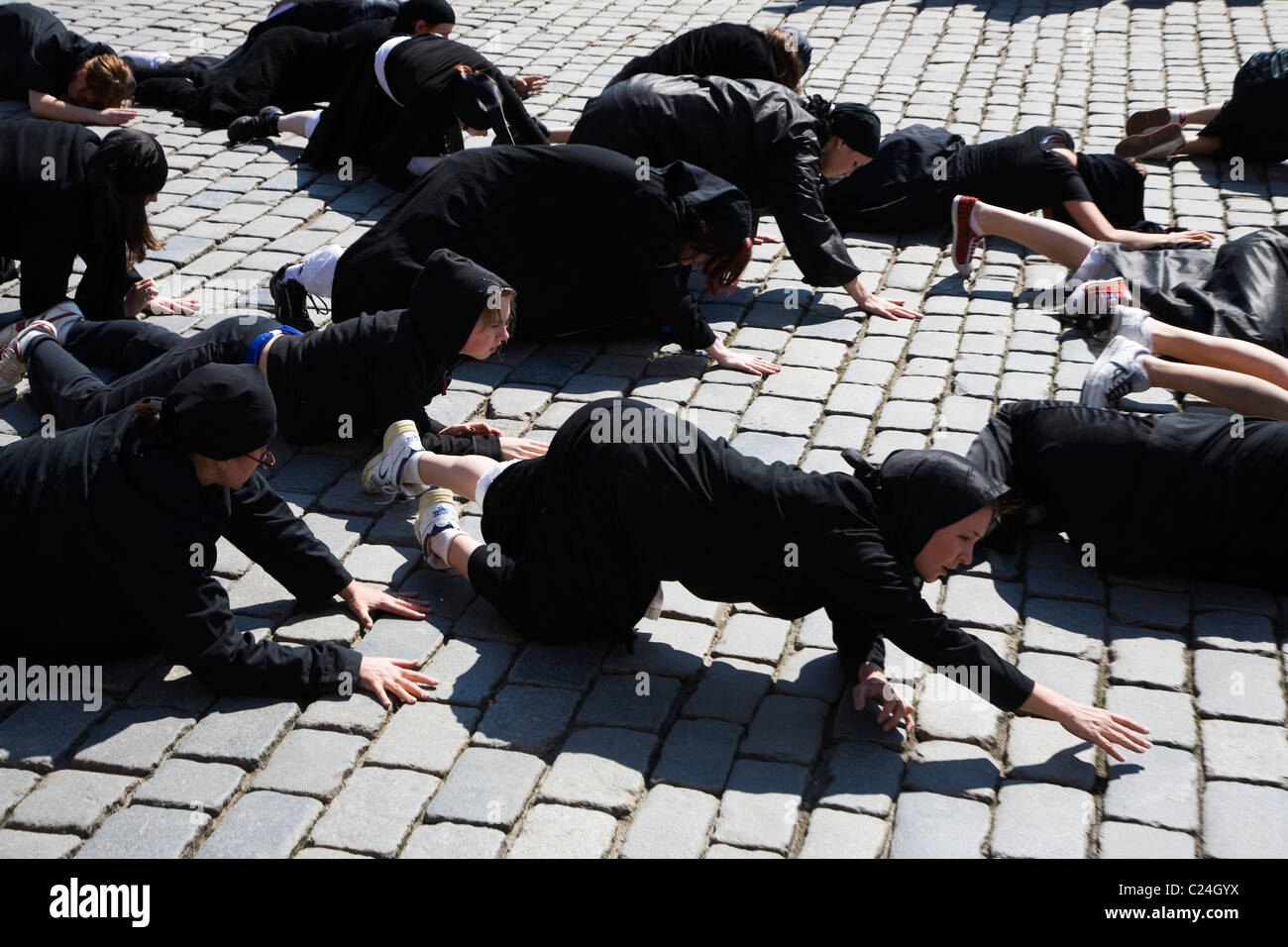 Anti-Fascist demonstration in Prague's Jewish Quarter, Czech TRepublic Stock Photo