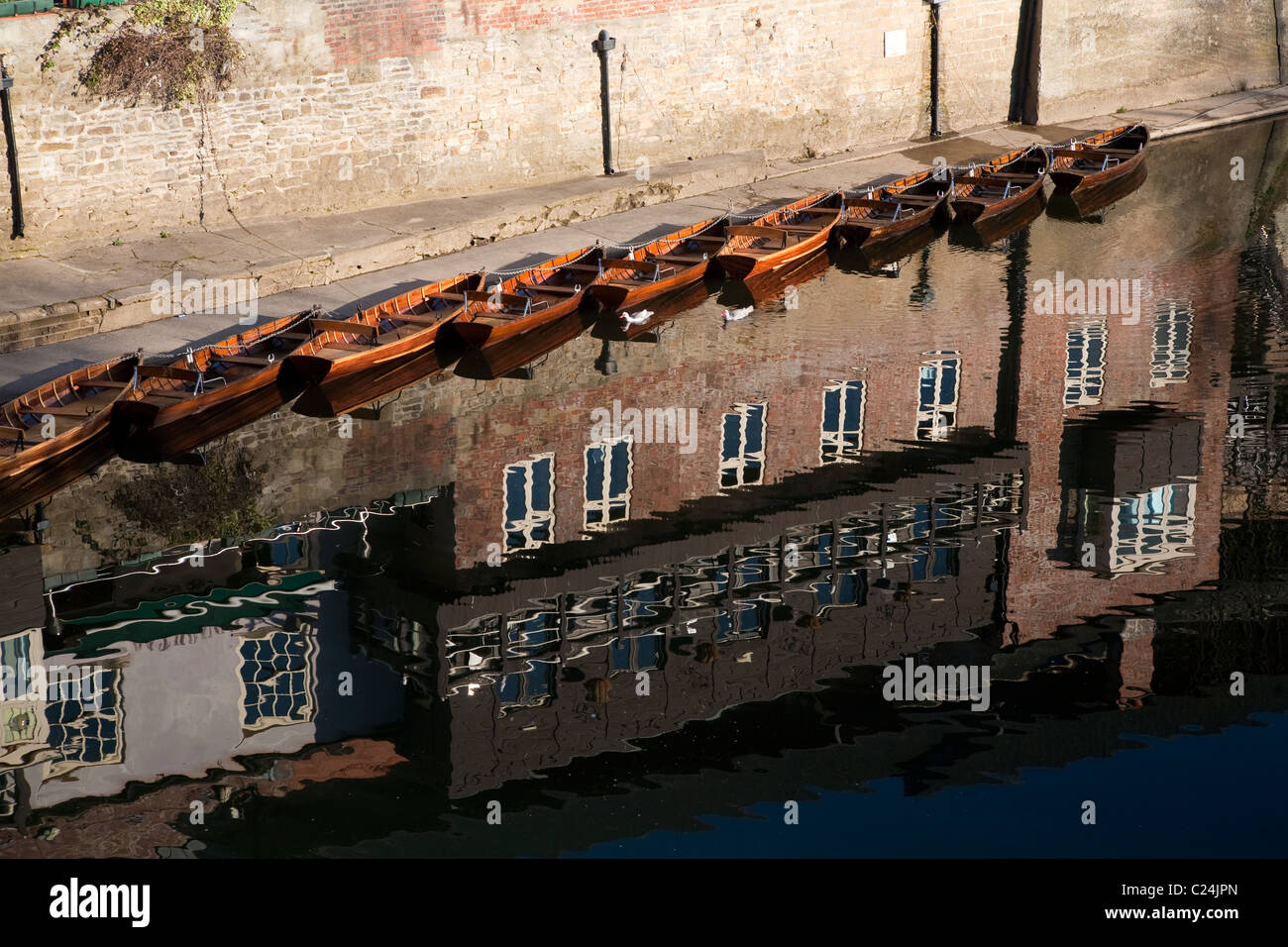 Rowing boats in River Wear from Framwellgate Bridge, Durham Stock Photo
