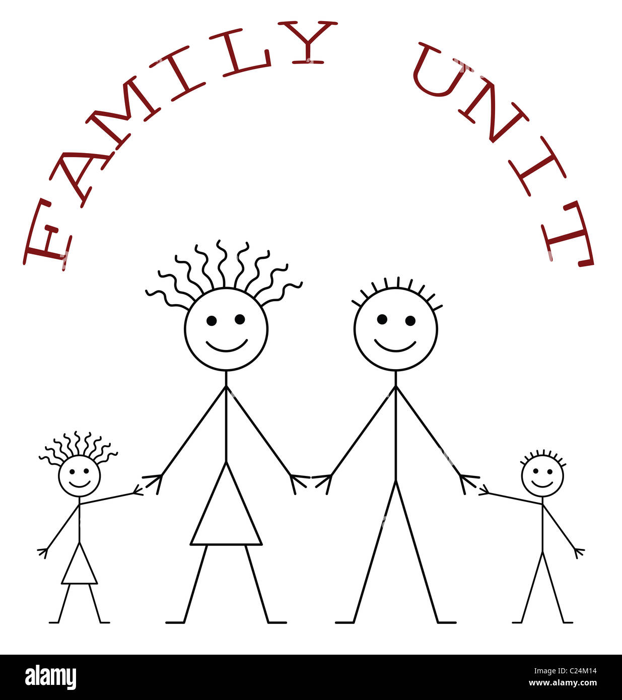 Family unit consisting of parents and two children Stock Photo Alamy