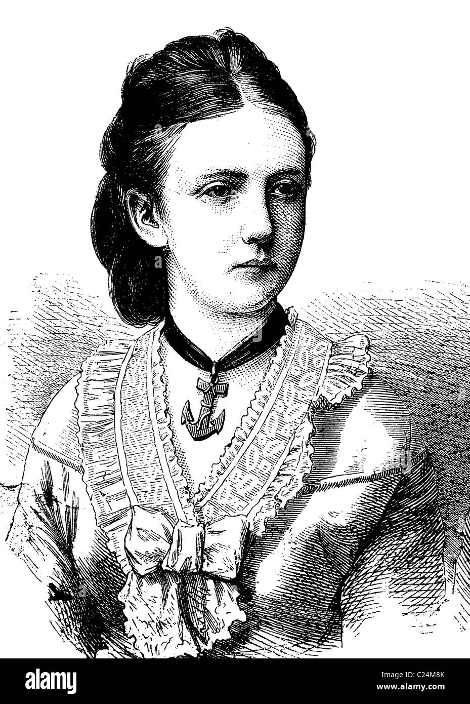 Princess Marie of Prussia, 1855 - 1888, wife of Henry of the Netherlands, and later Leopold Friedrich of Anhalt-Dessau, historic Stock Photo