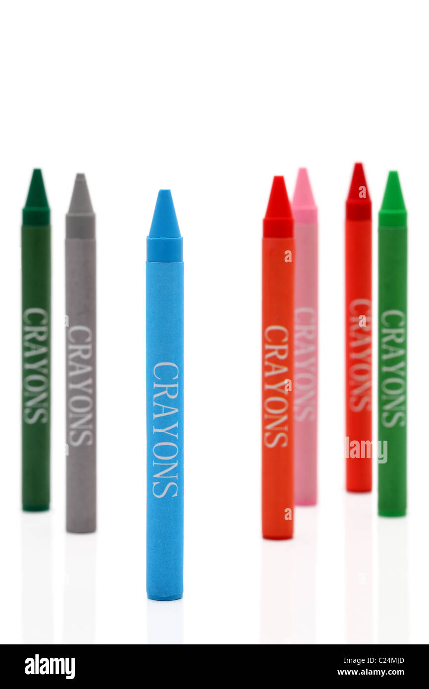Colorful crayons isolated on white background Stock Photo