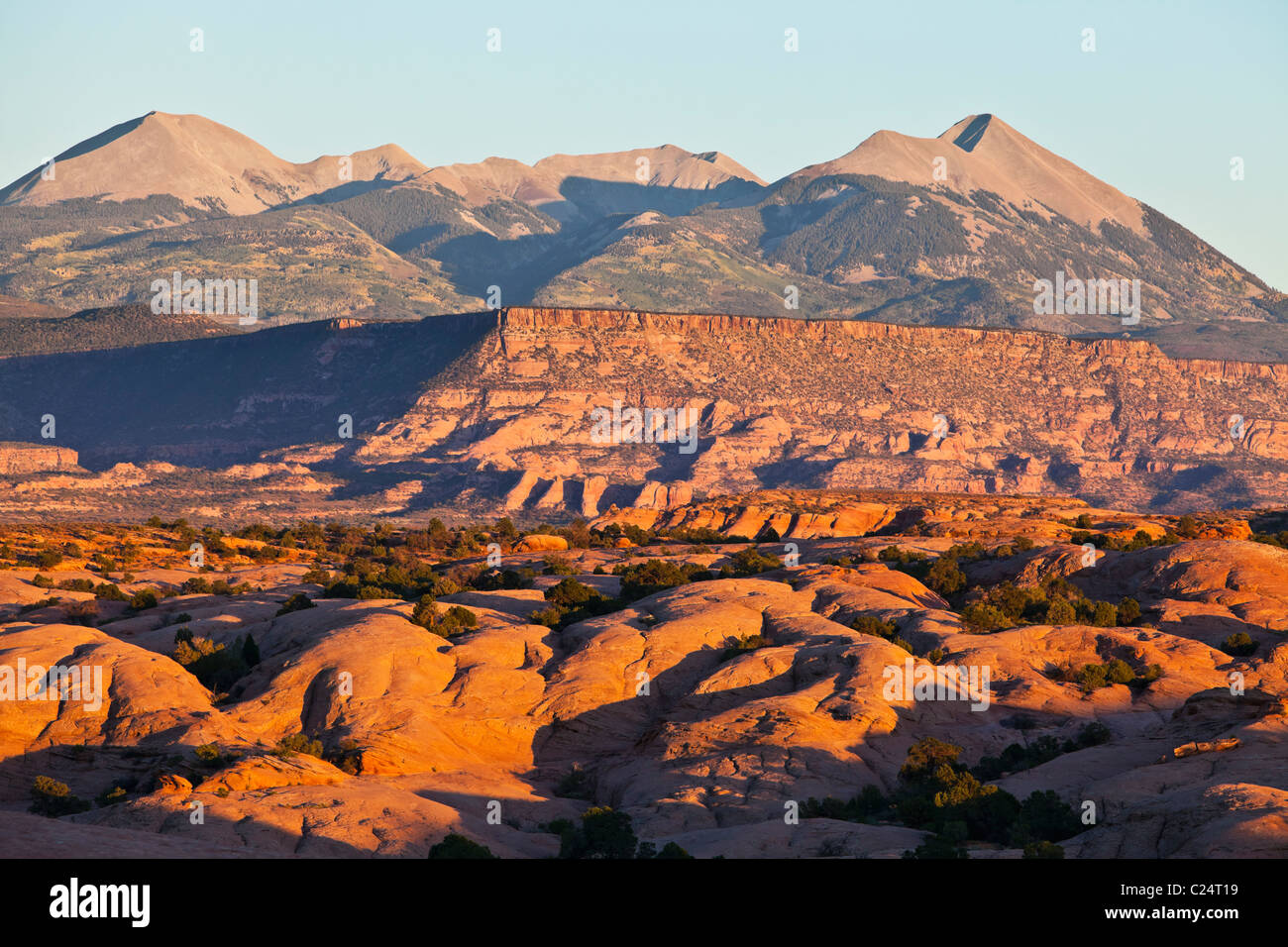 The La Sal Mountain Range as seen from Slickrock trail outside Moab
