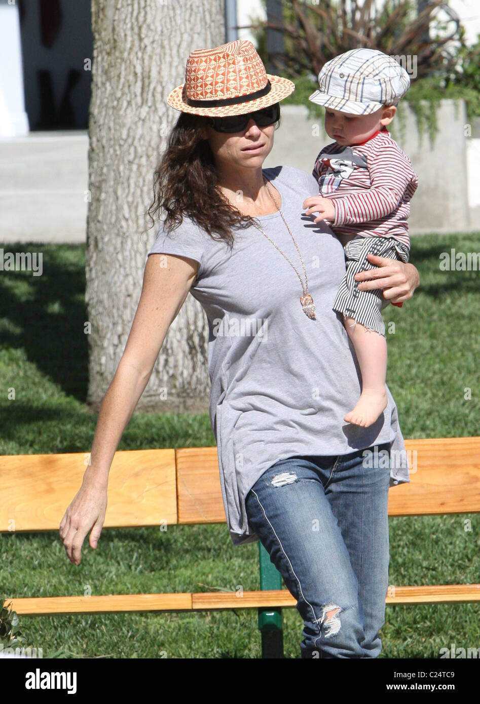 Minnie Driver and son Henry spend time together in Cross Creek Park in(00)