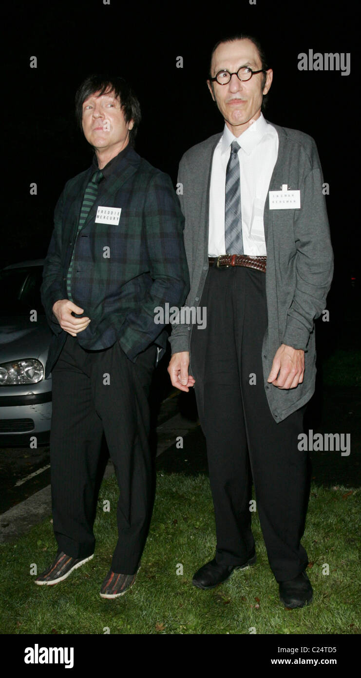 Sparks brothers Ron Mael and Russell Mael  arriving at Jonathan Ross' Halloween Party. London, England - 31.10.09 Stock Photo